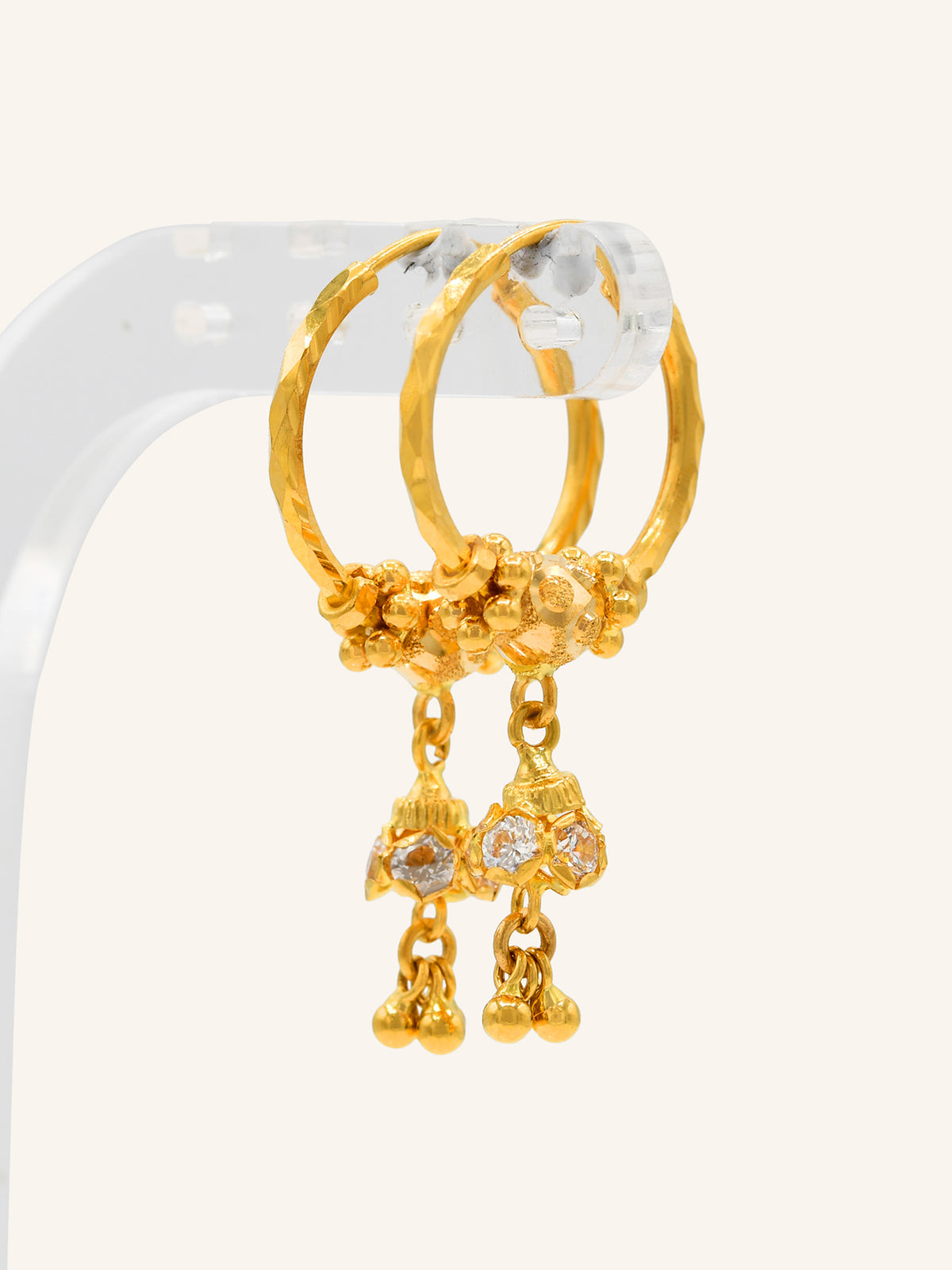22ct Gold CZ Ball Jhumki Bali