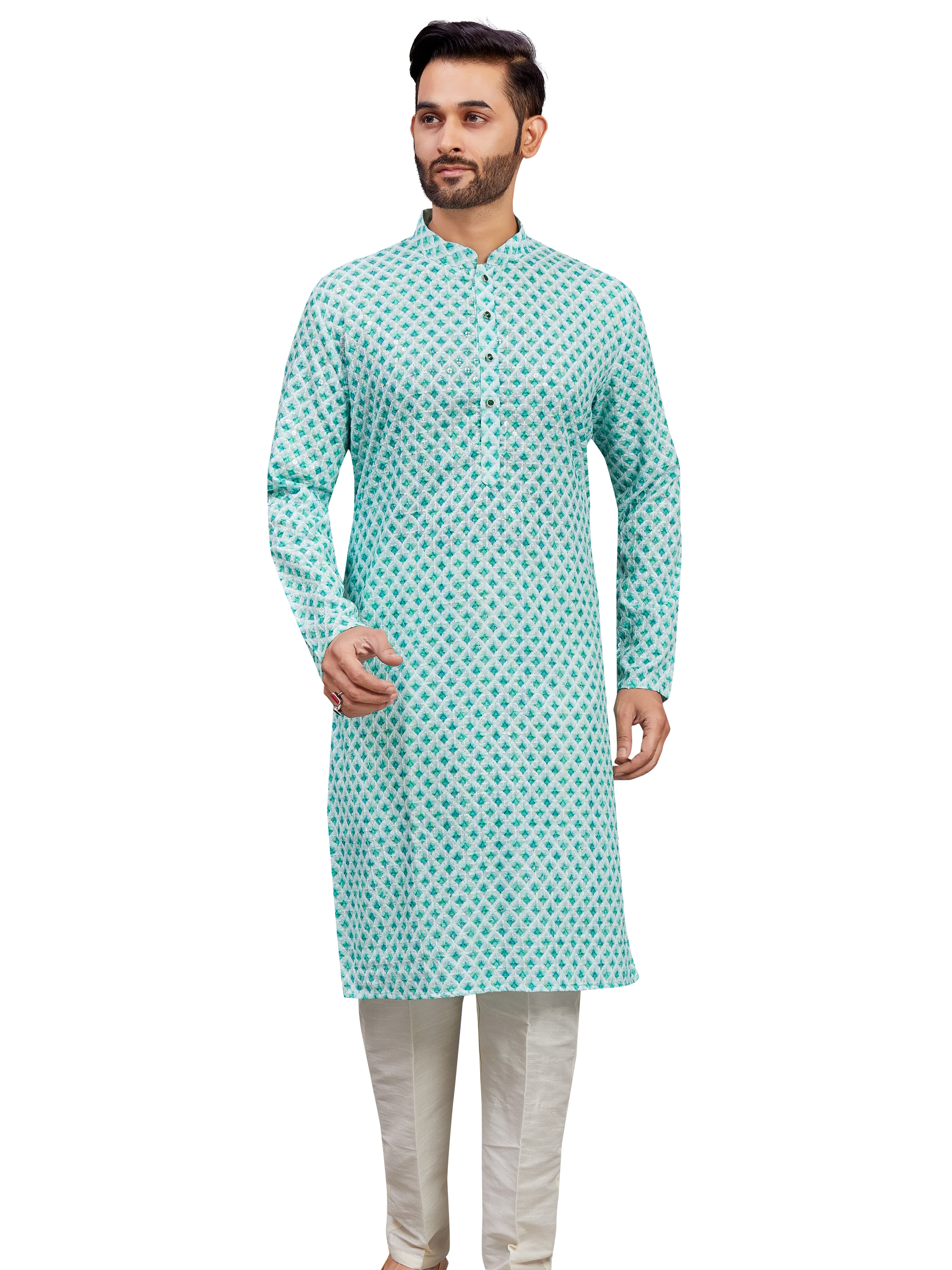 Mens Embroidered Kurta Set - Roop Darshan