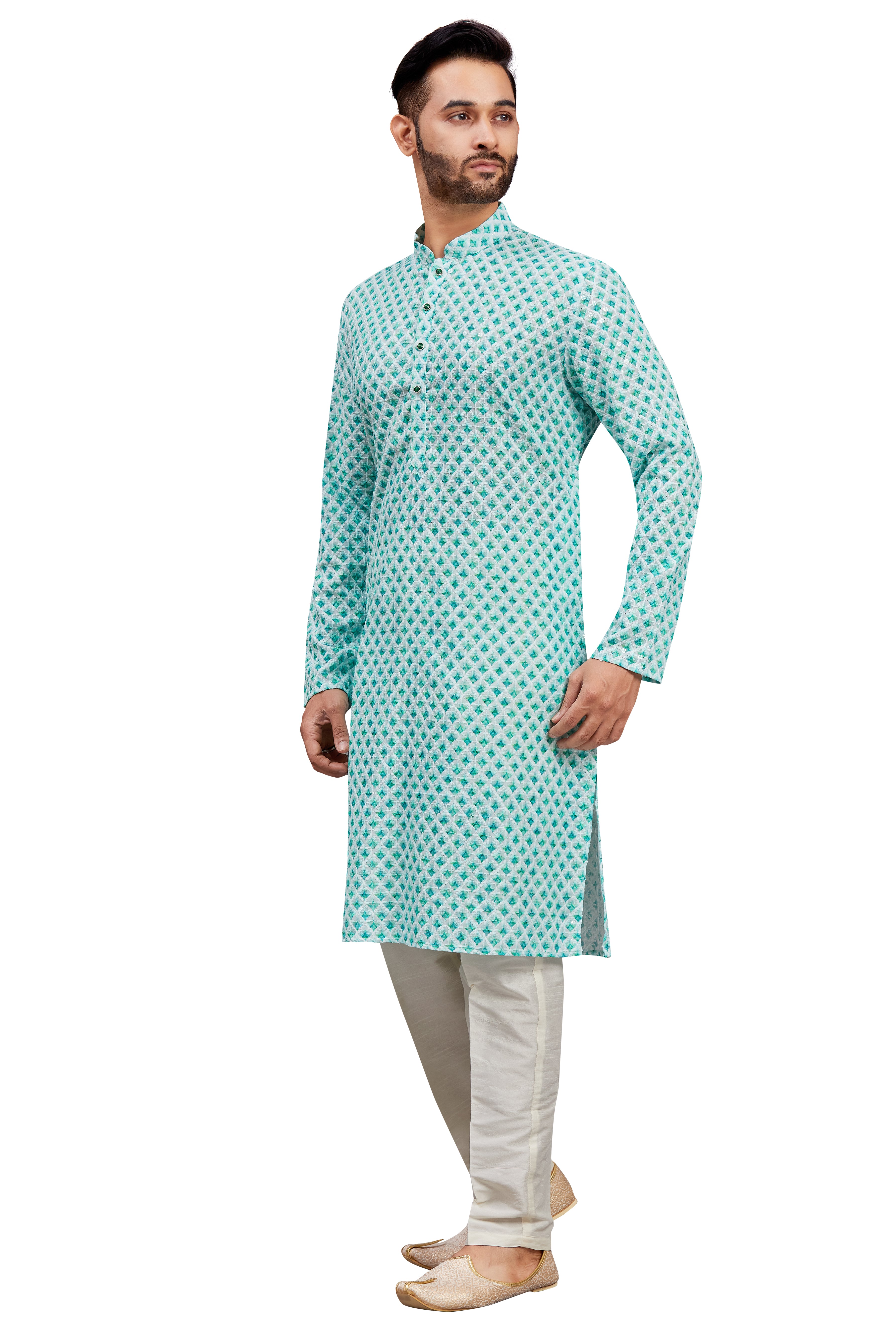 Mens Embroidered Kurta Set - Roop Darshan