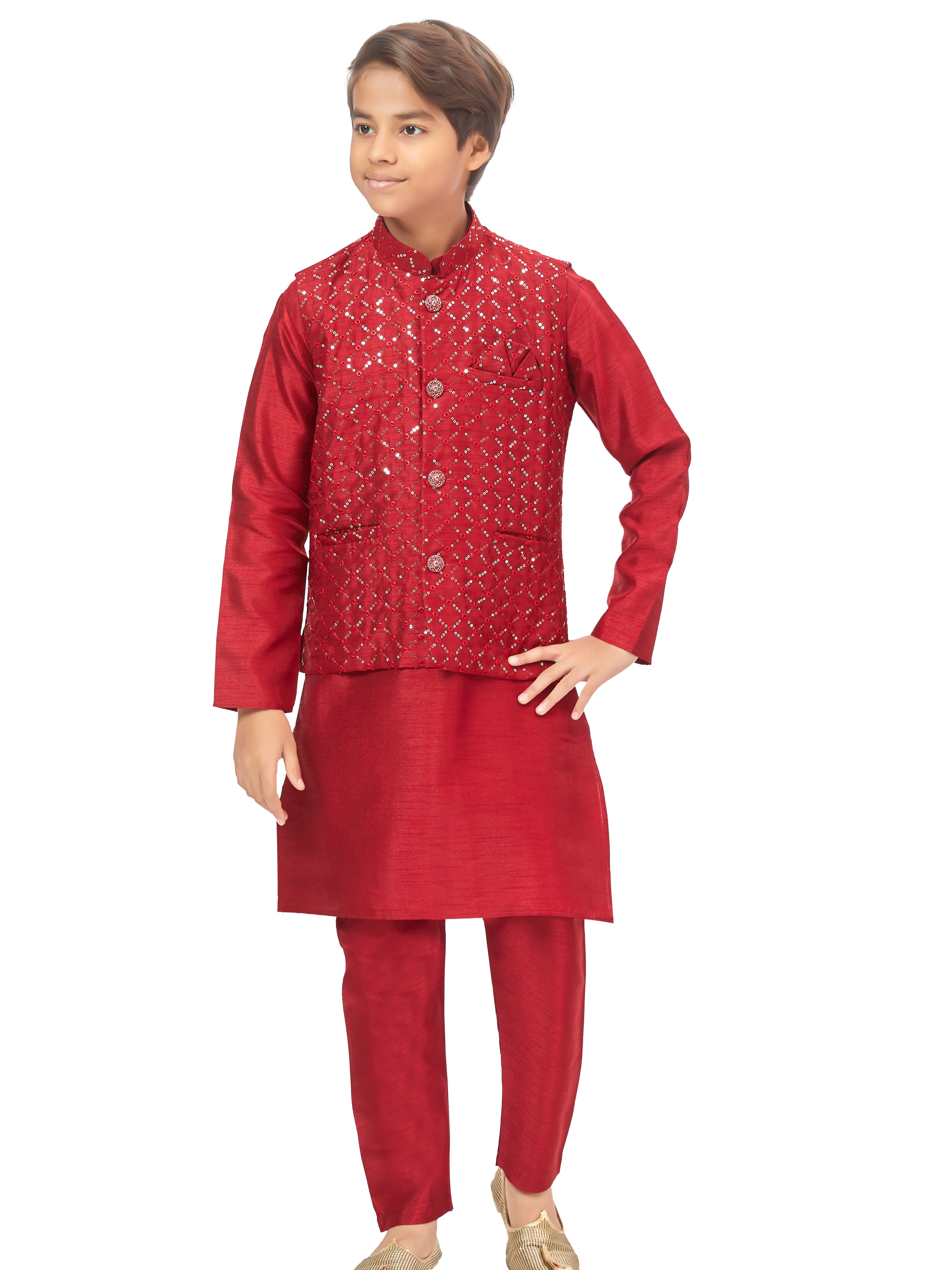 Boys Embroidered Kurta Set - Roop Darshan