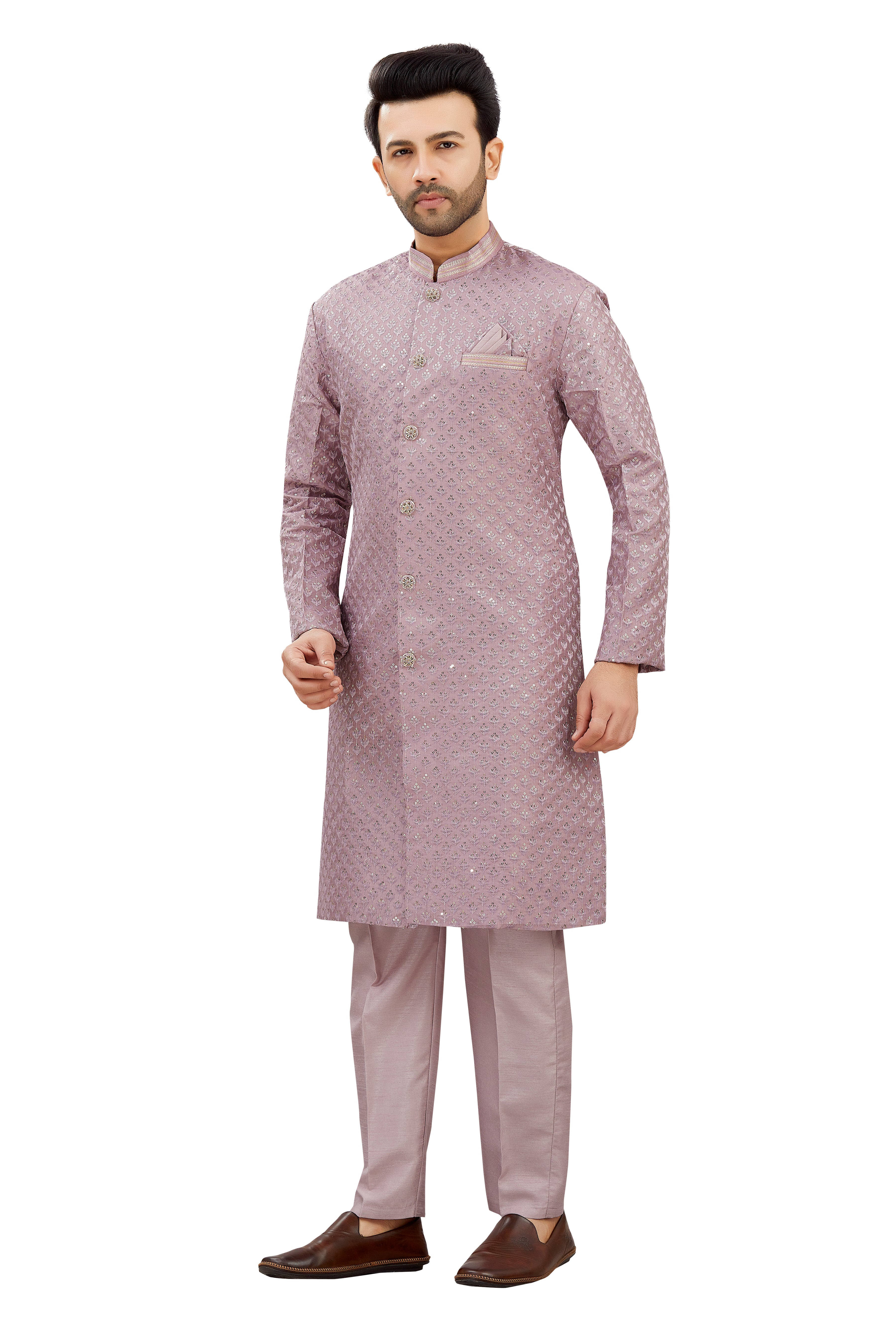 Mens Tiki Resham Embroidered Work Kurta Set