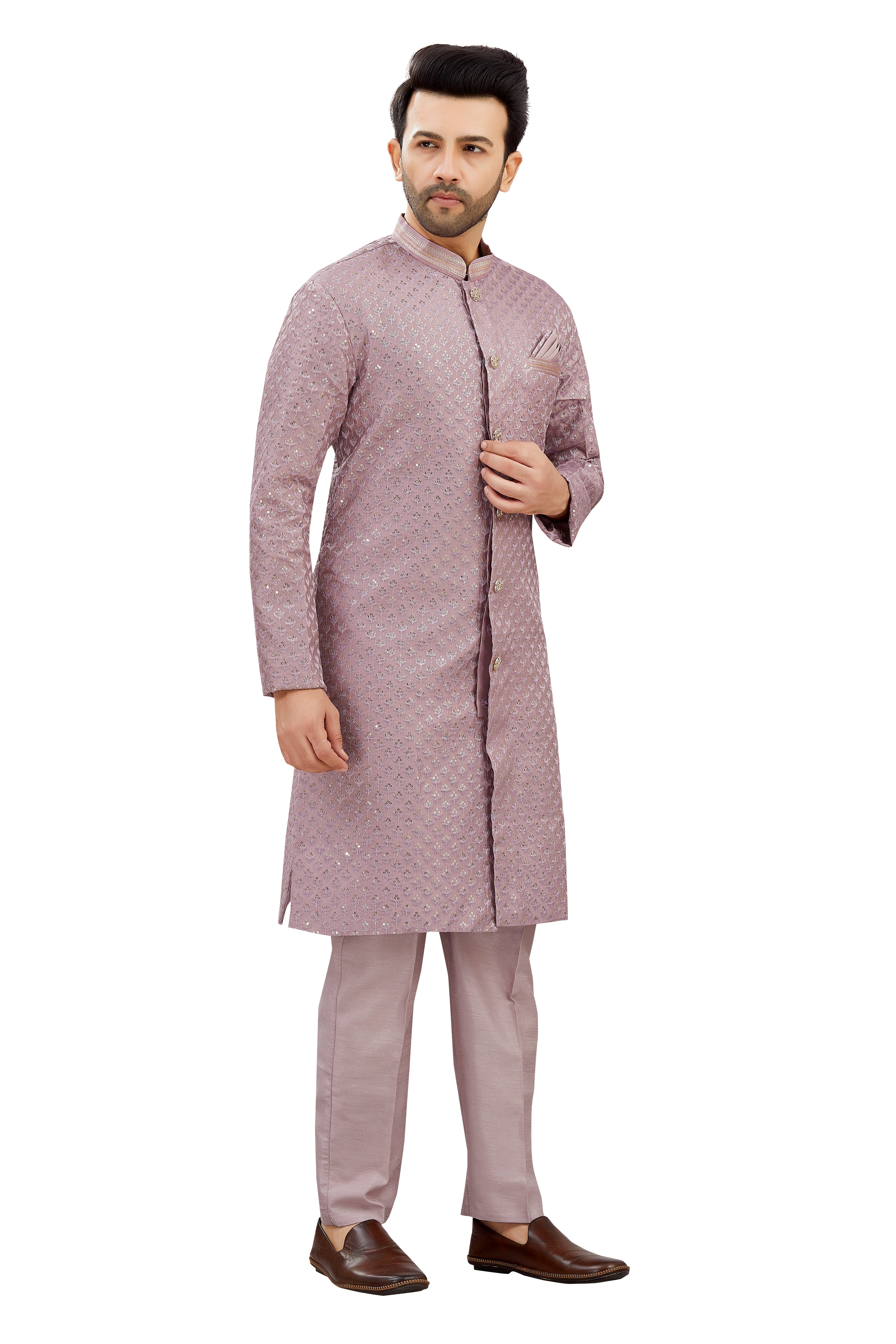 Mens Tiki Resham Embroidered Work Kurta Set
