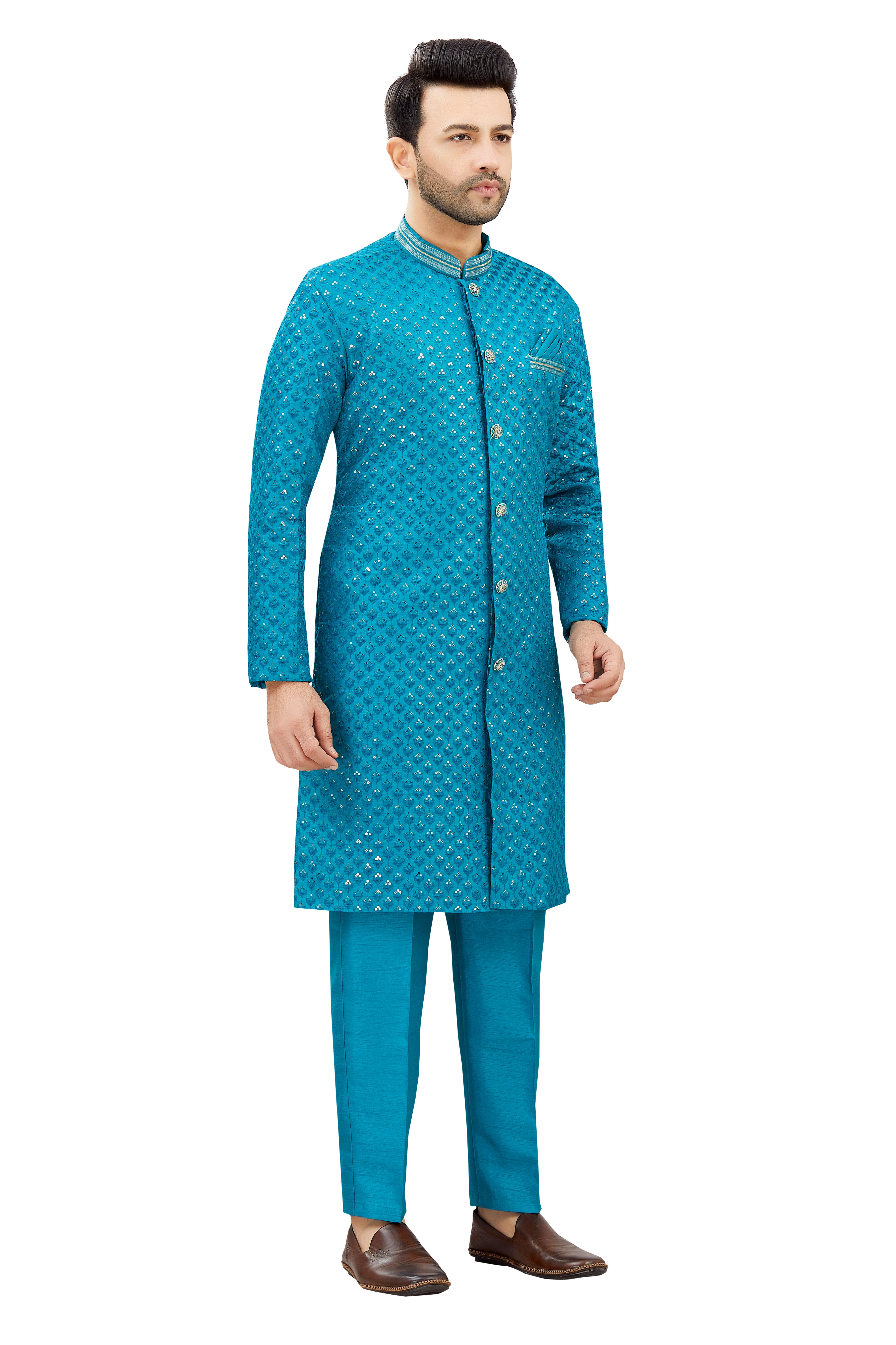 Mens Tiki Resham Embroidered Work Kurta Set