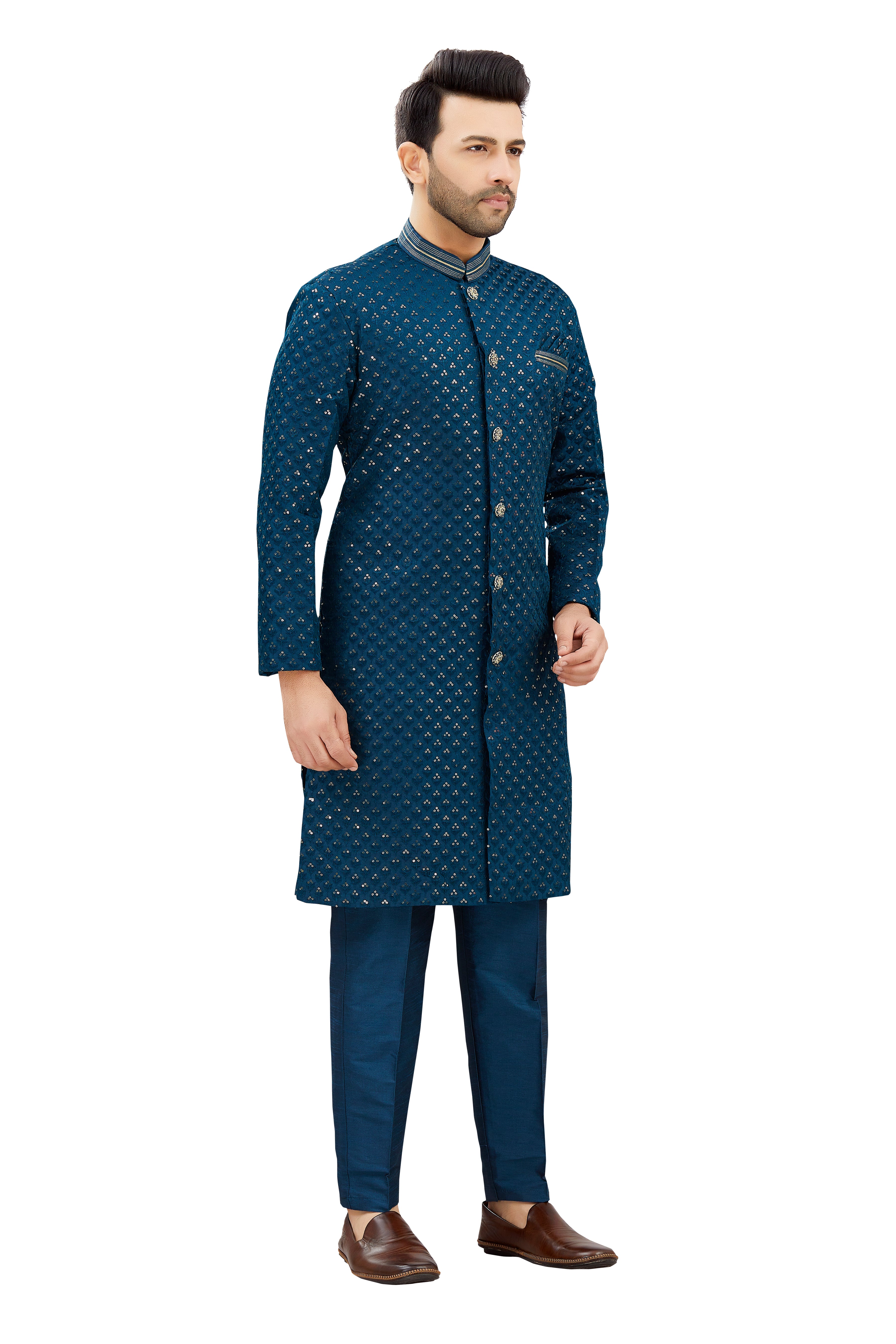 Mens Tiki Resham Embroidered Work Kurta Set