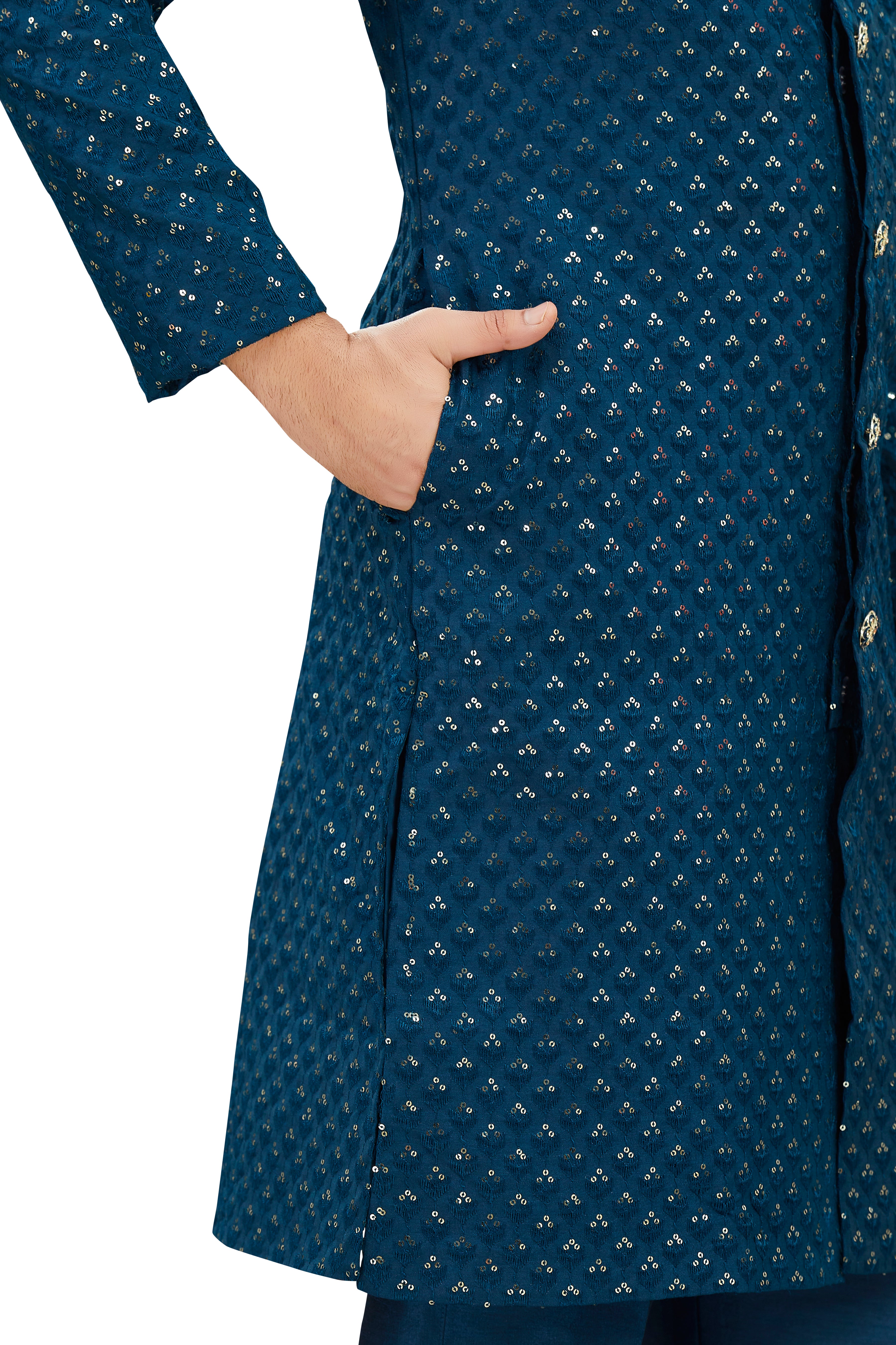 Mens Tiki Resham Embroidered Work Kurta Set