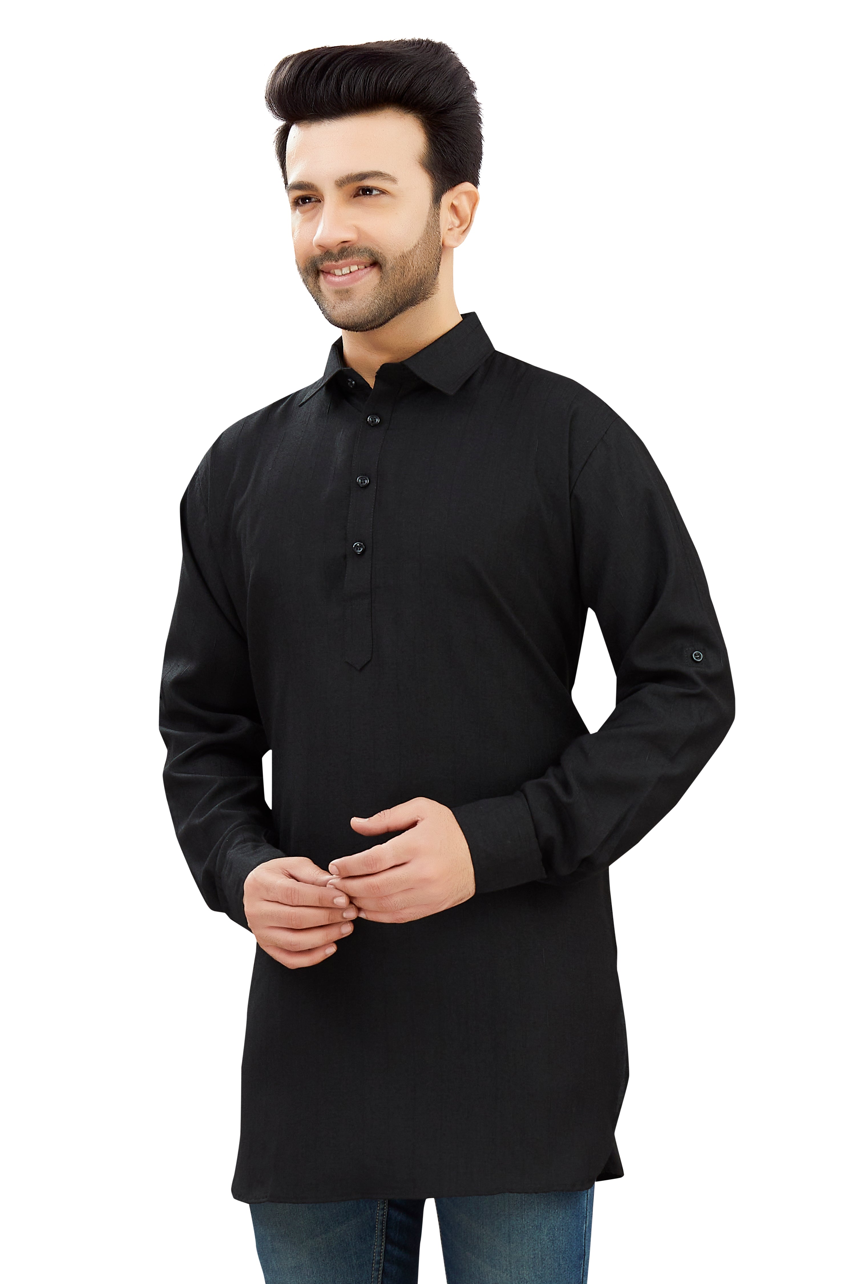 Mens Cotton Silk Plain Kurta - Roop Darshan