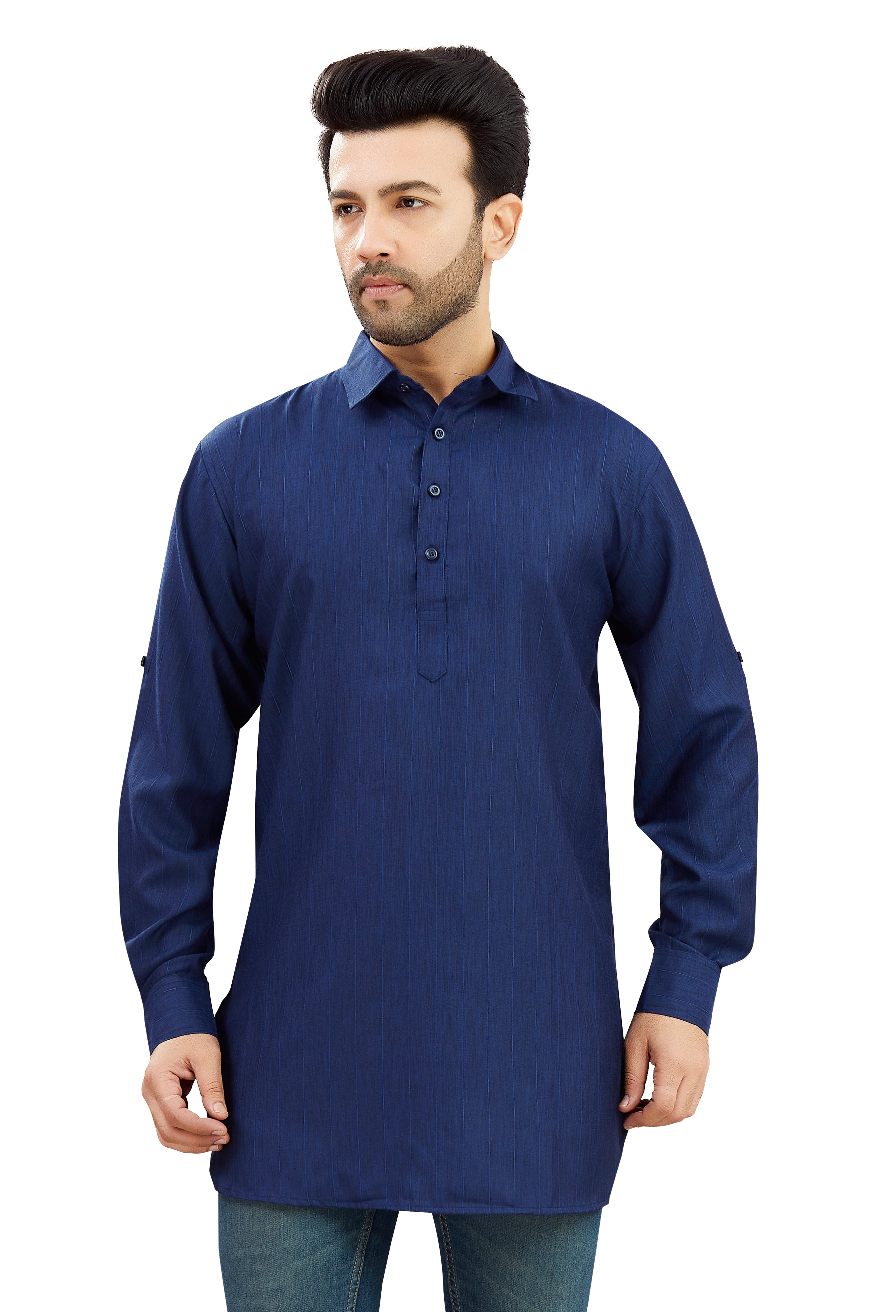 Mens Cotton Silk Plain Kurta - Roop Darshan