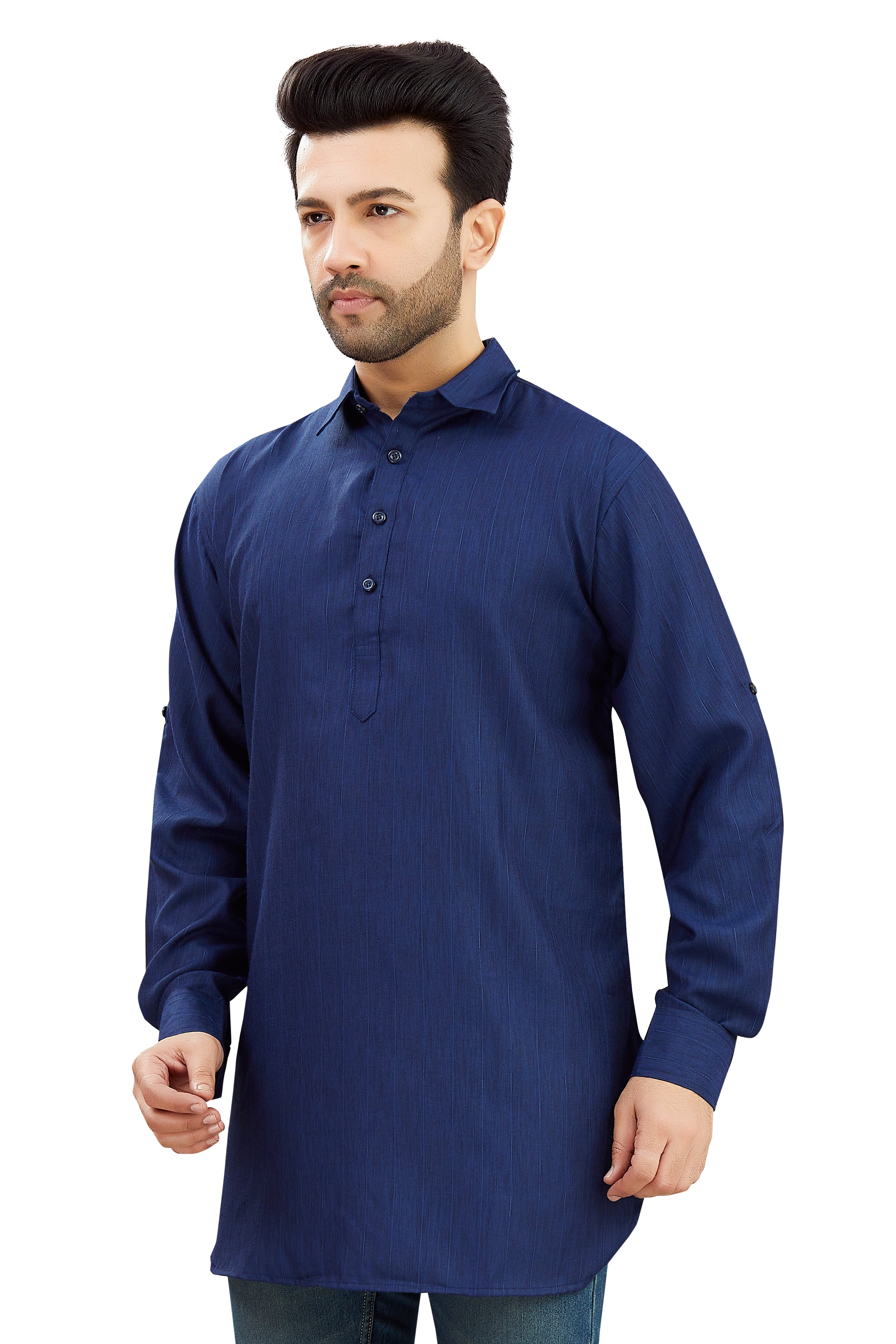 Mens Cotton Silk Plain Kurta - Roop Darshan