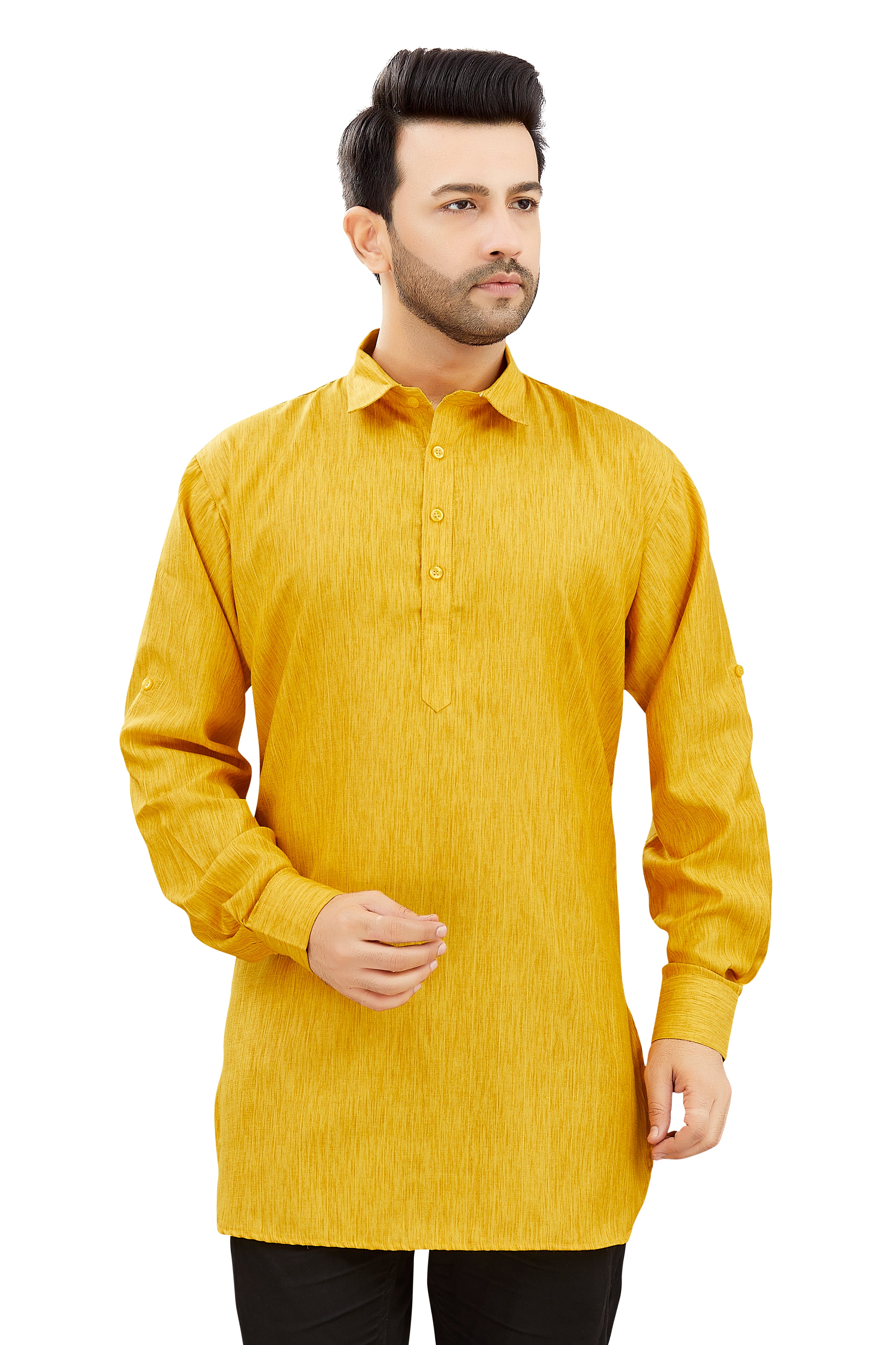 Mens Cotton Silk Plain Kurta - Roop Darshan