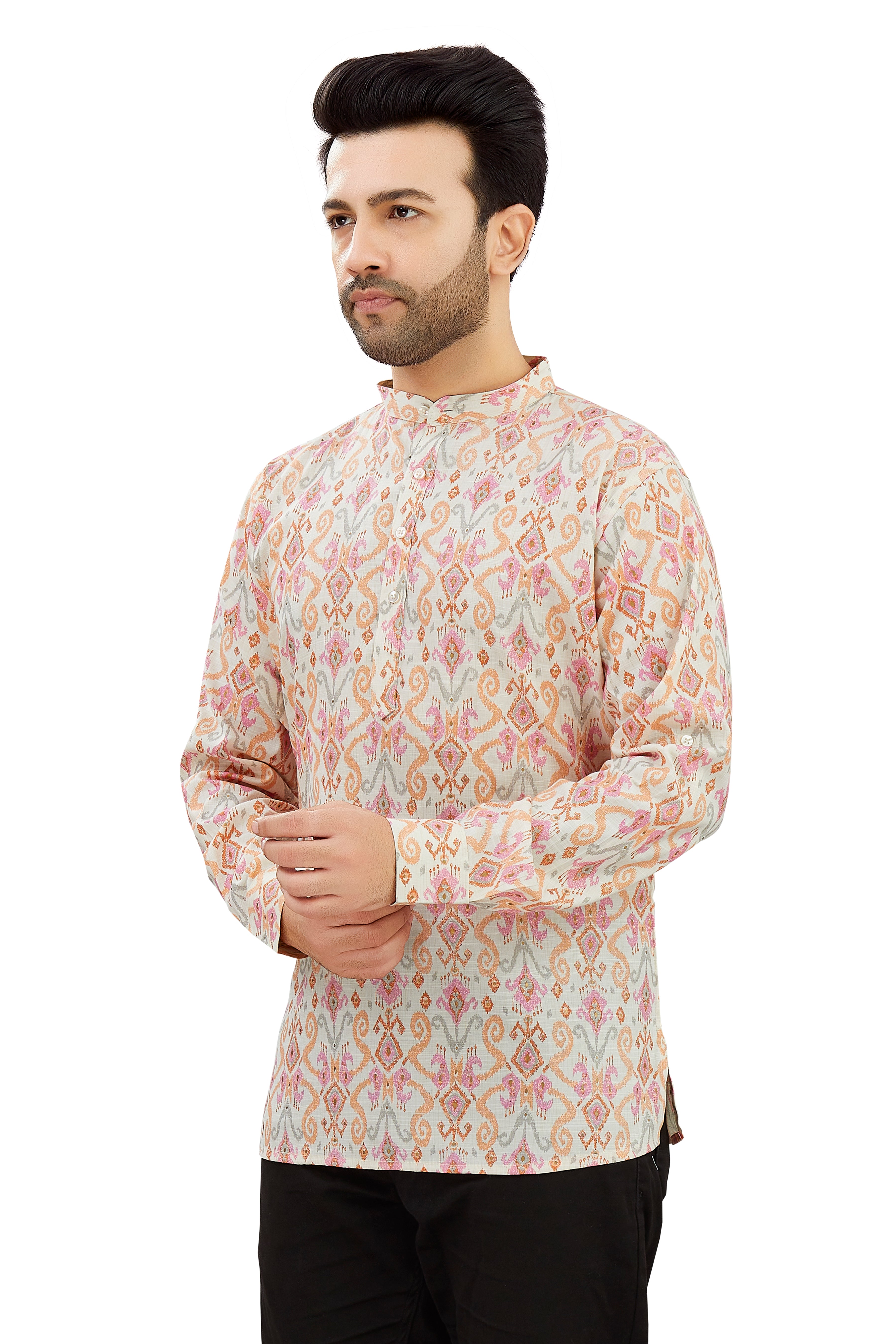 Mens Silk Printed Kurta