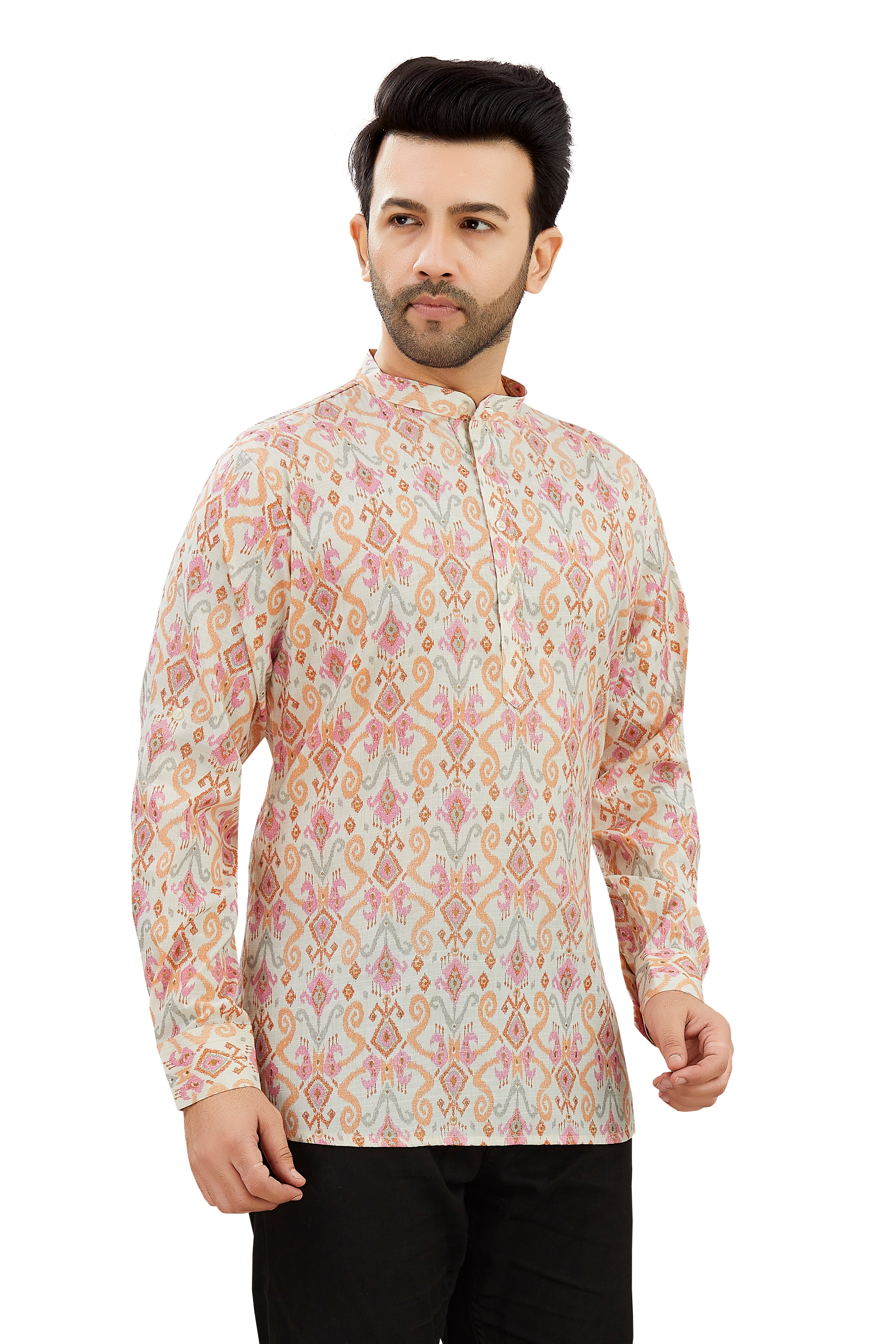 Mens Silk Printed Kurta