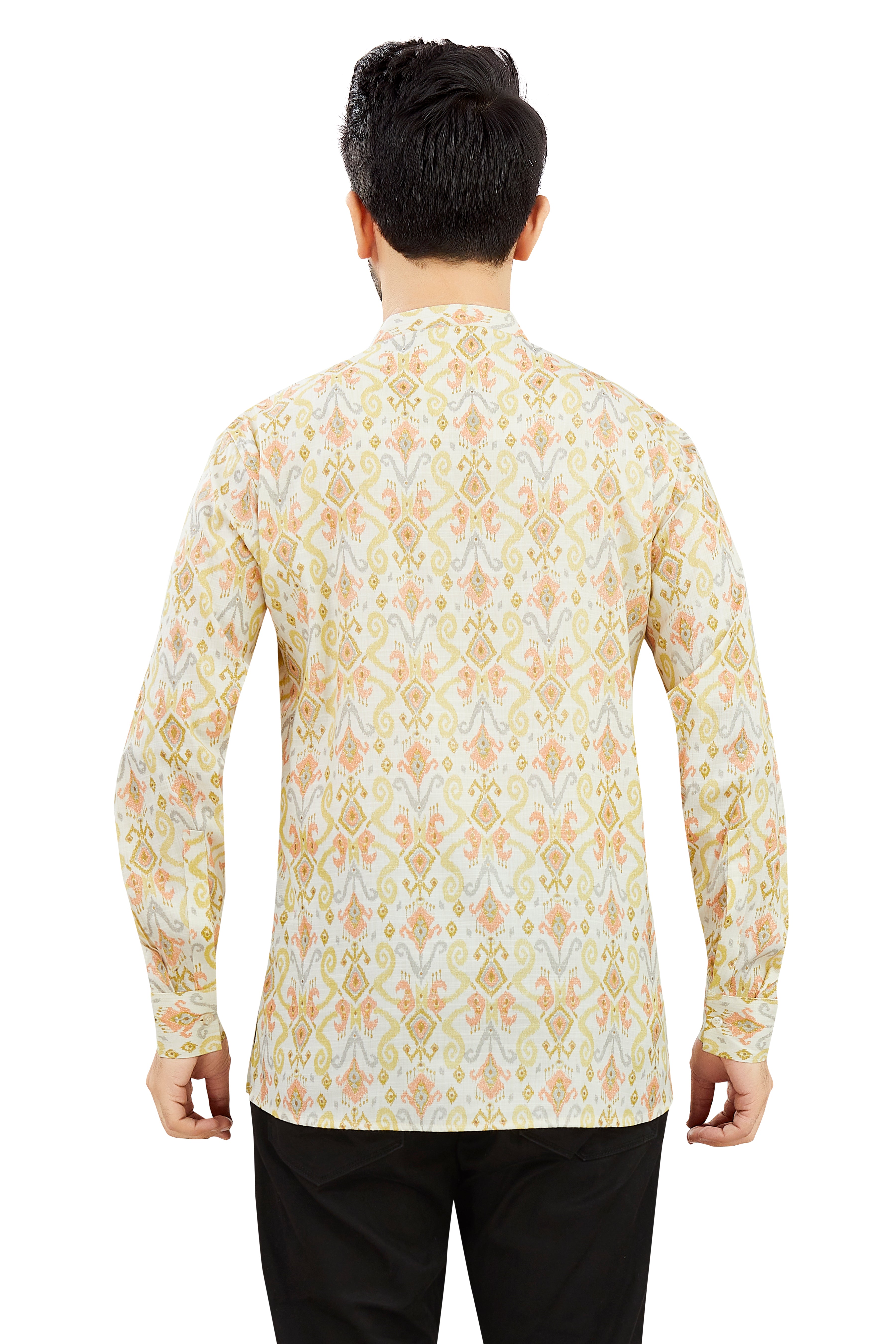 Mens Silk Printed Kurta
