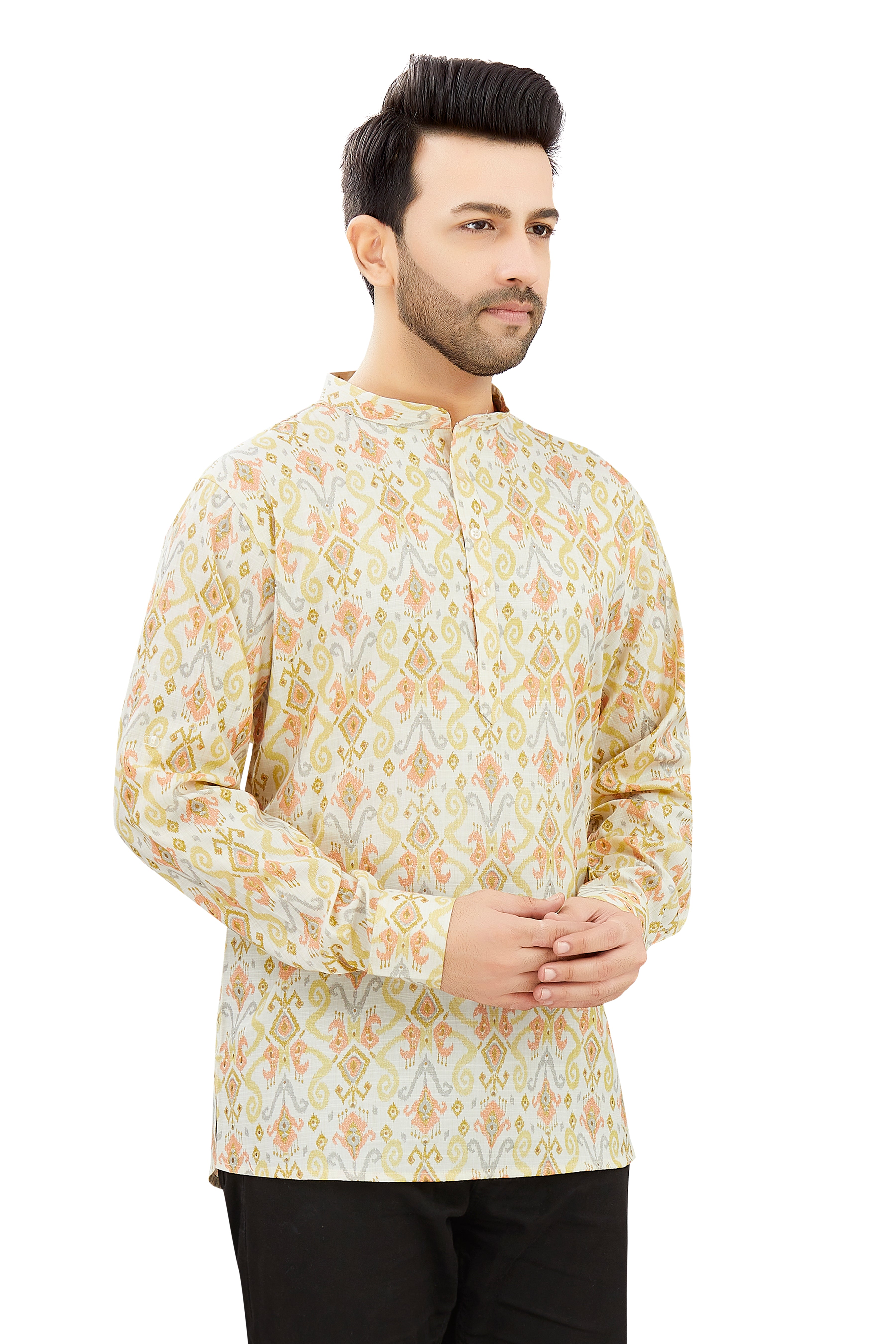 Mens Silk Printed Kurta