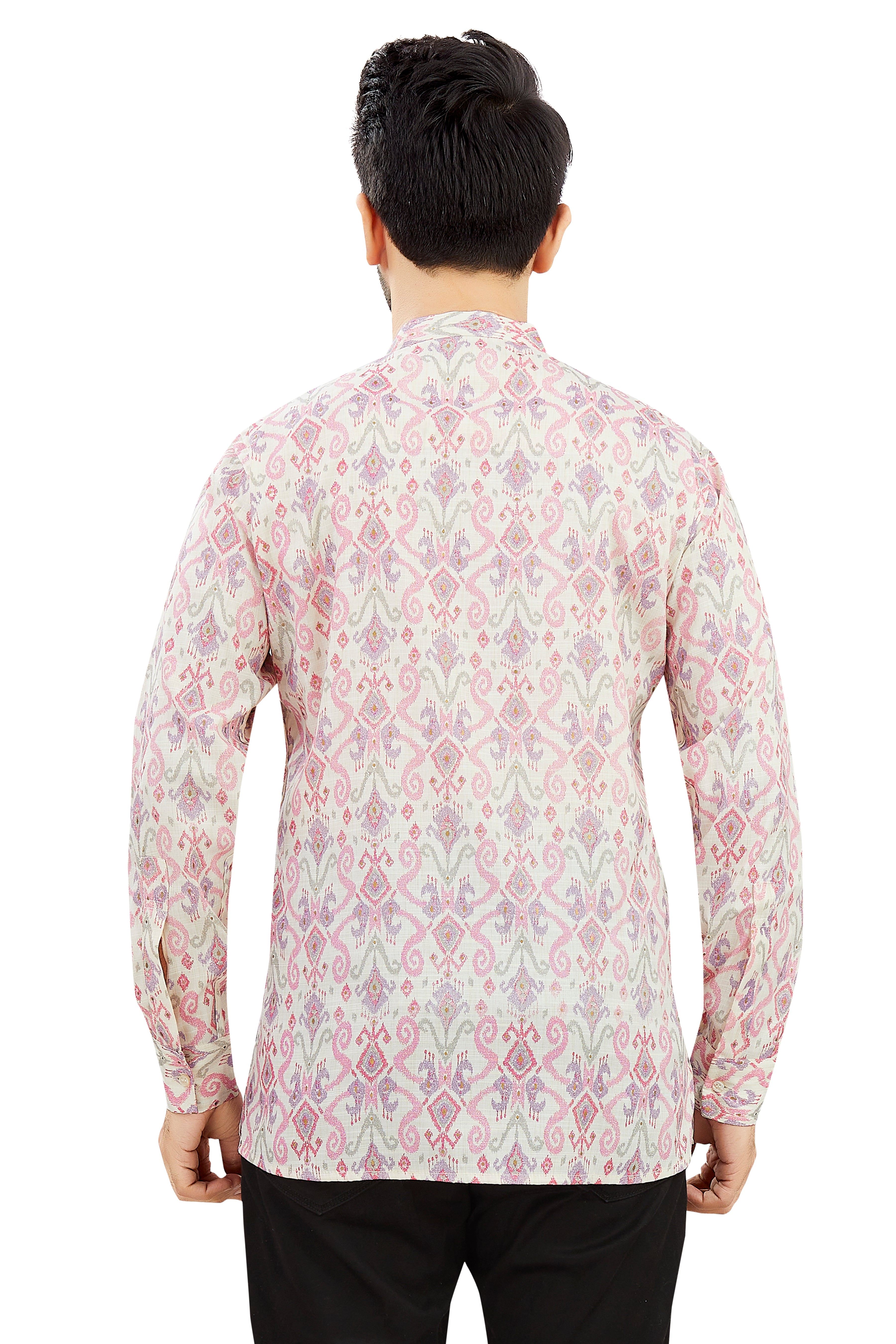Mens Silk Printed Kurta