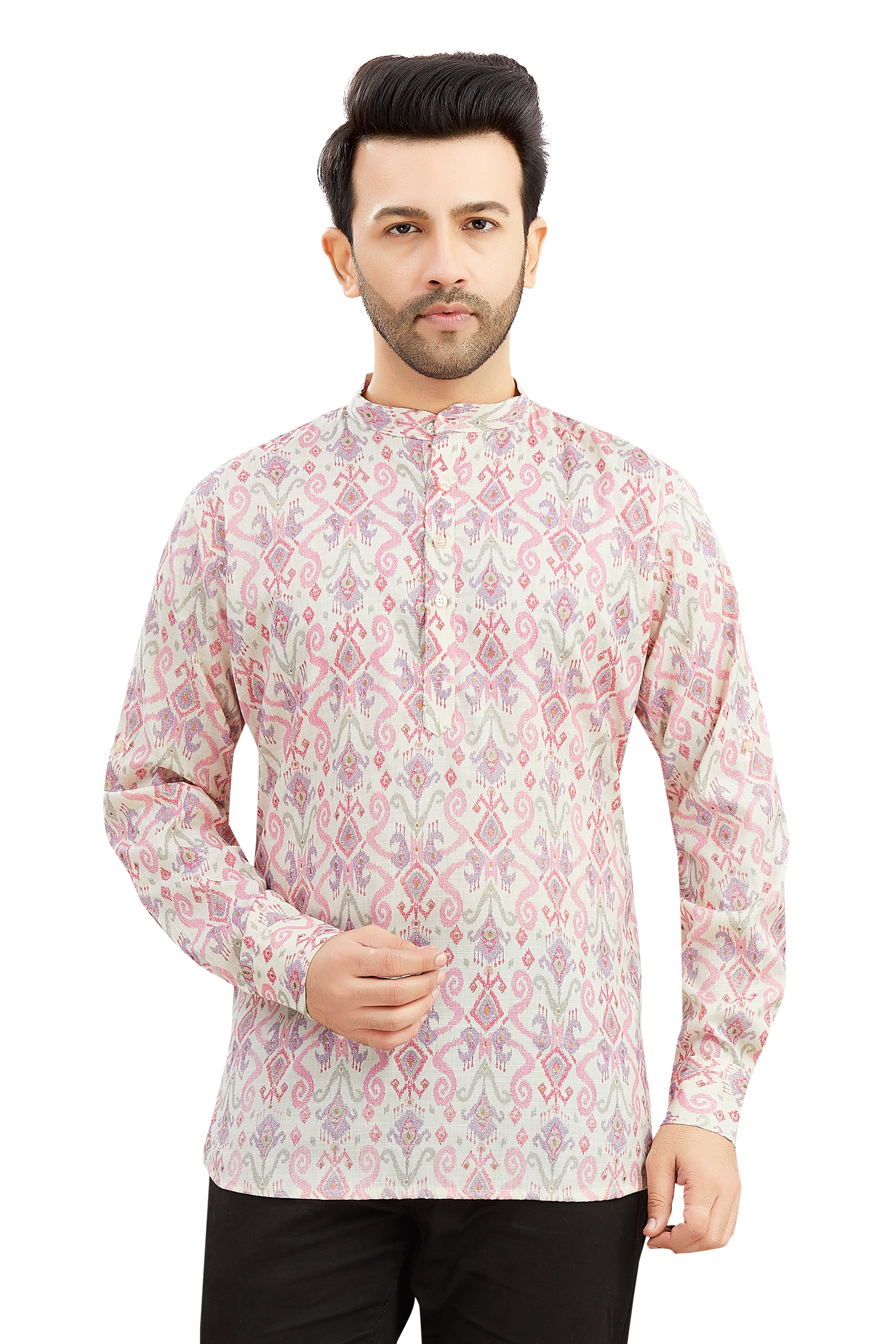 Mens Silk Printed Kurta