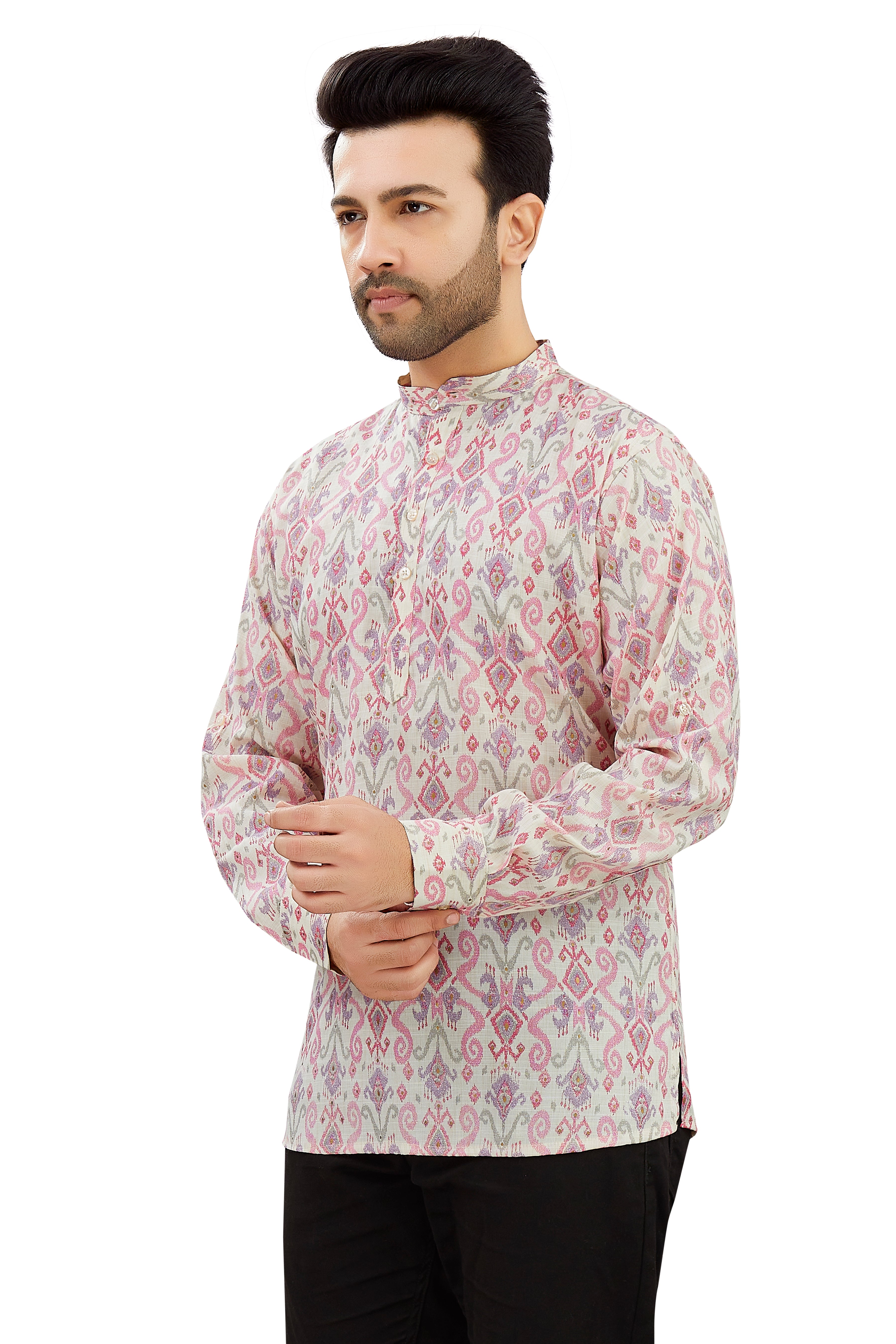 Mens Silk Printed Kurta