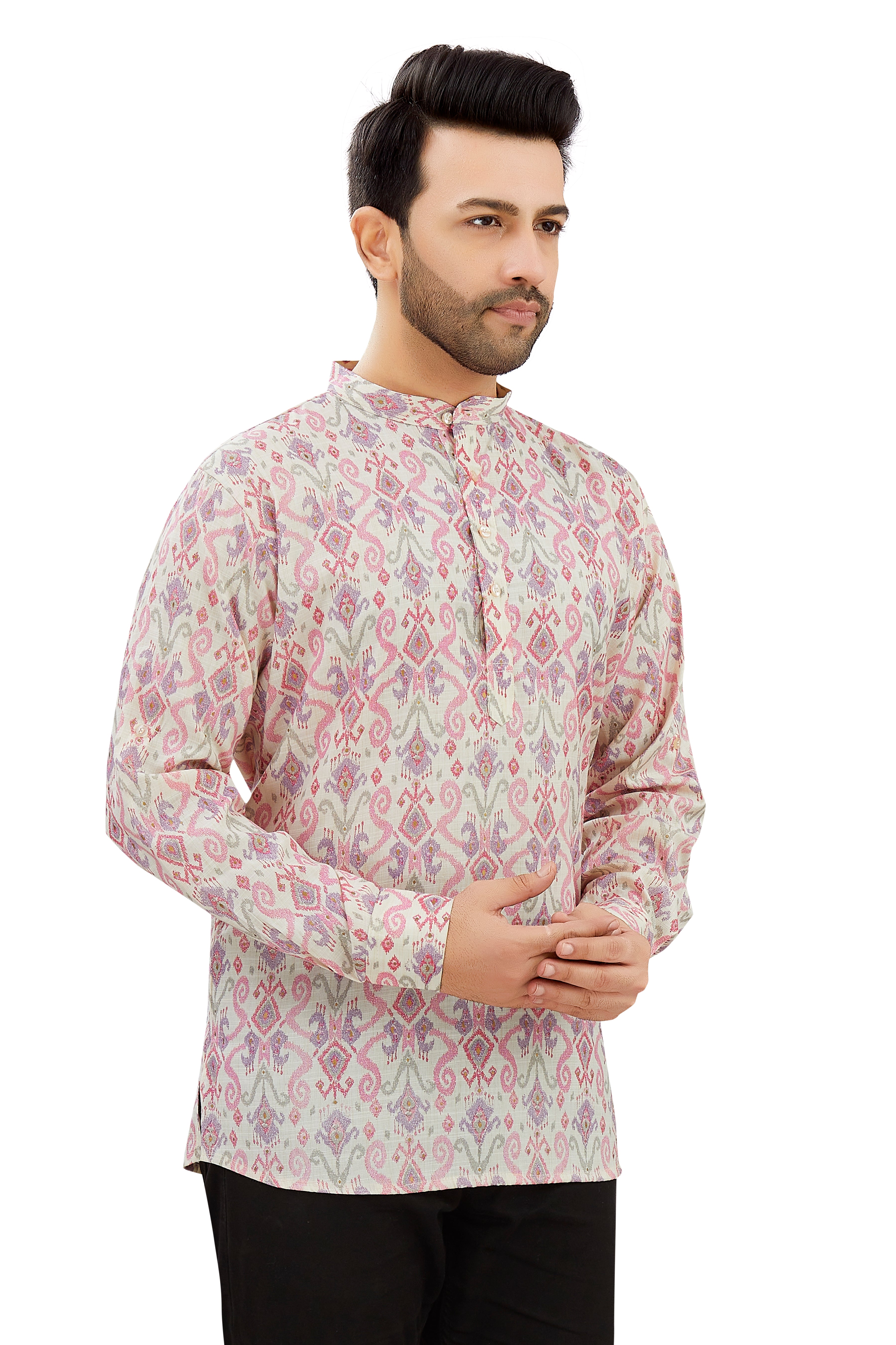 Mens Silk Printed Kurta