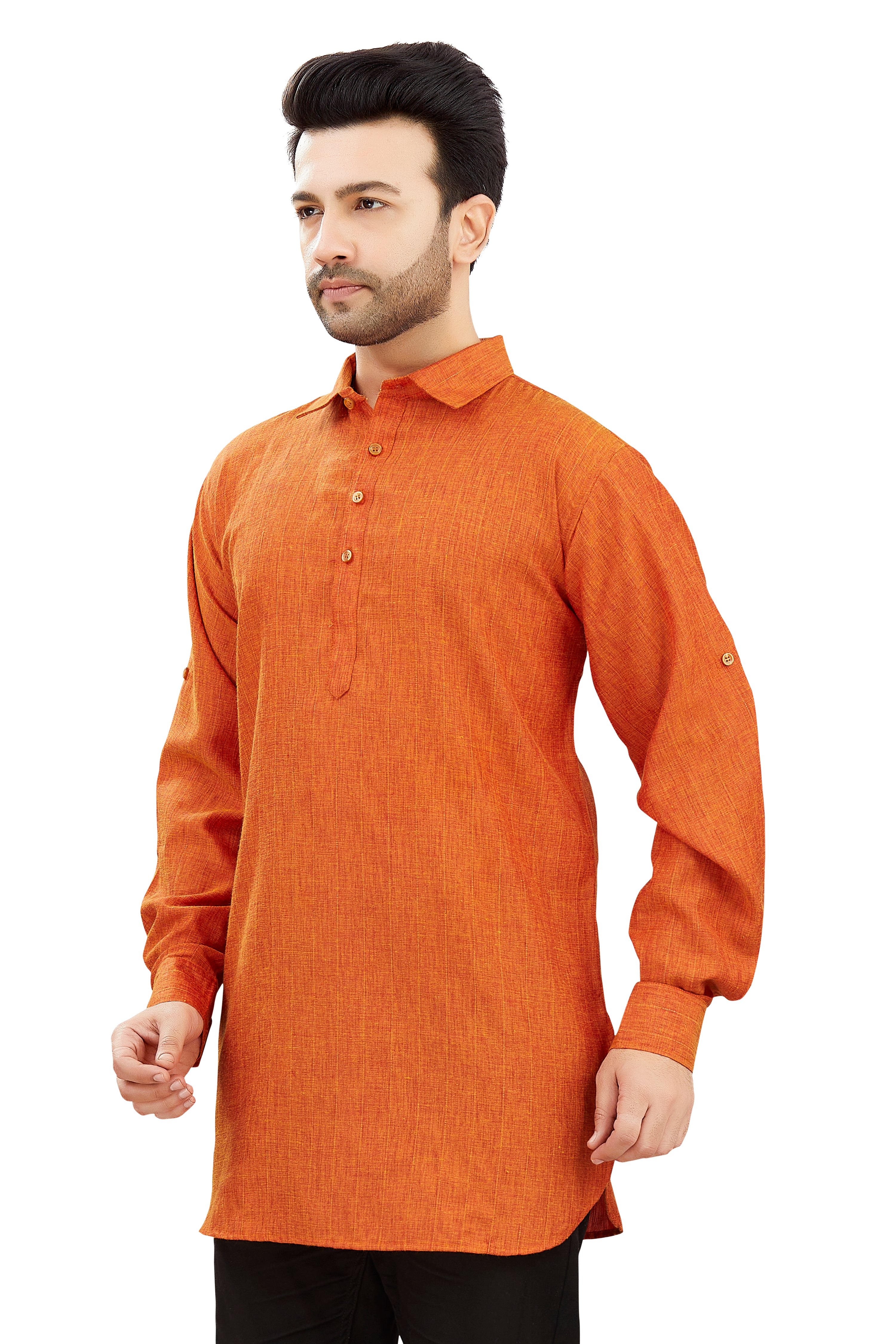 Mens Cotton Silk Plain Kurta - Roop Darshan