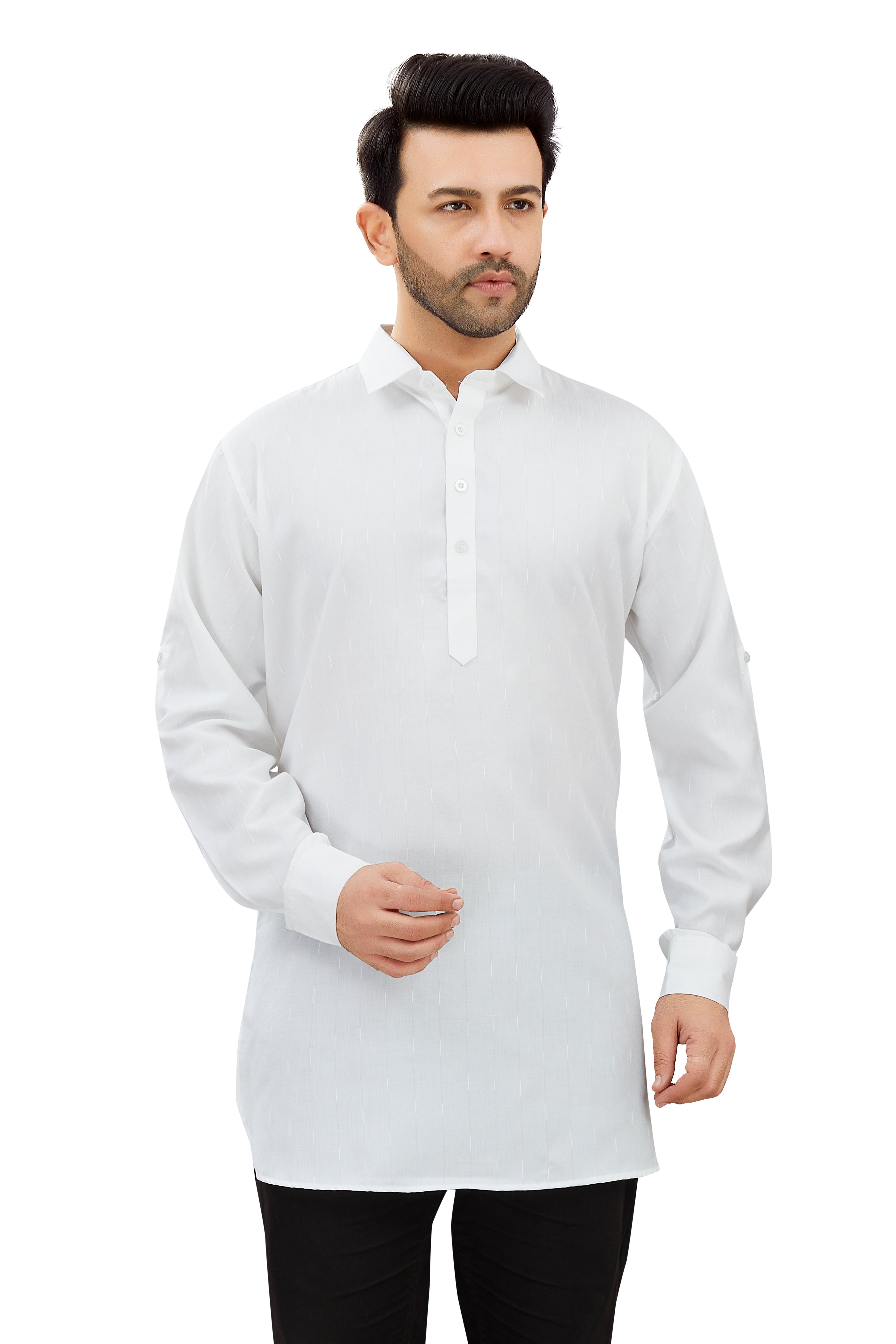 Mens Cotton Silk Plain Kurta - Roop Darshan