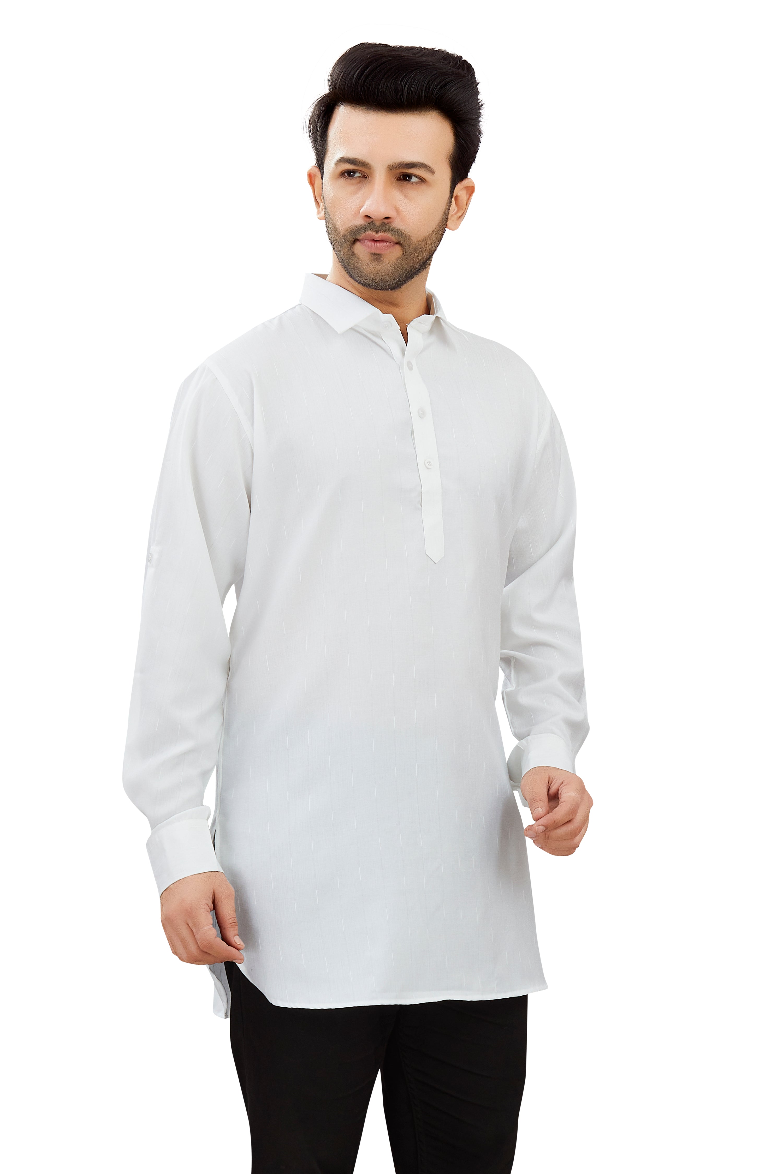 Mens Cotton Silk Plain Kurta - Roop Darshan