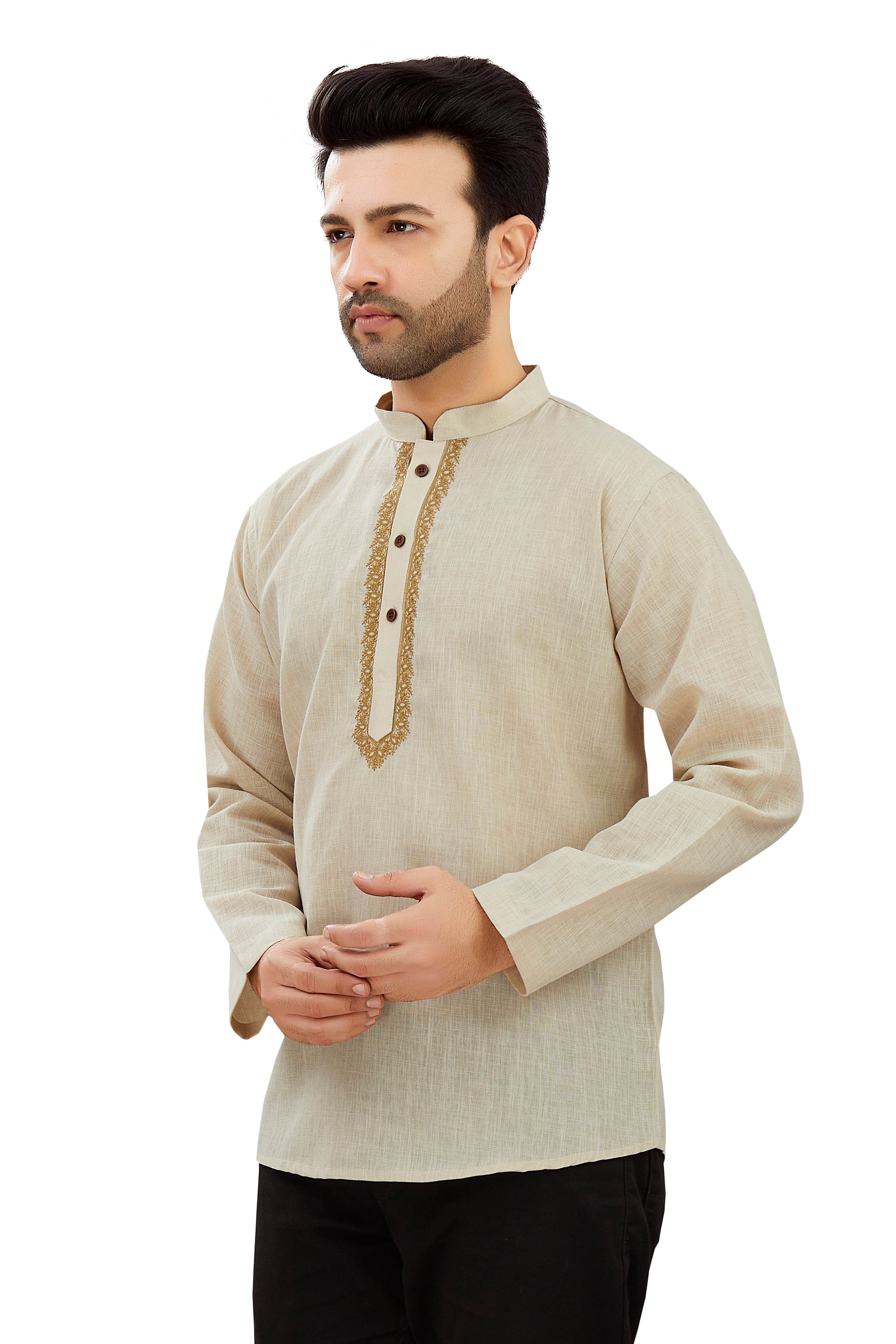 Mens Linen Resham Work Kurti - Roop Darshan