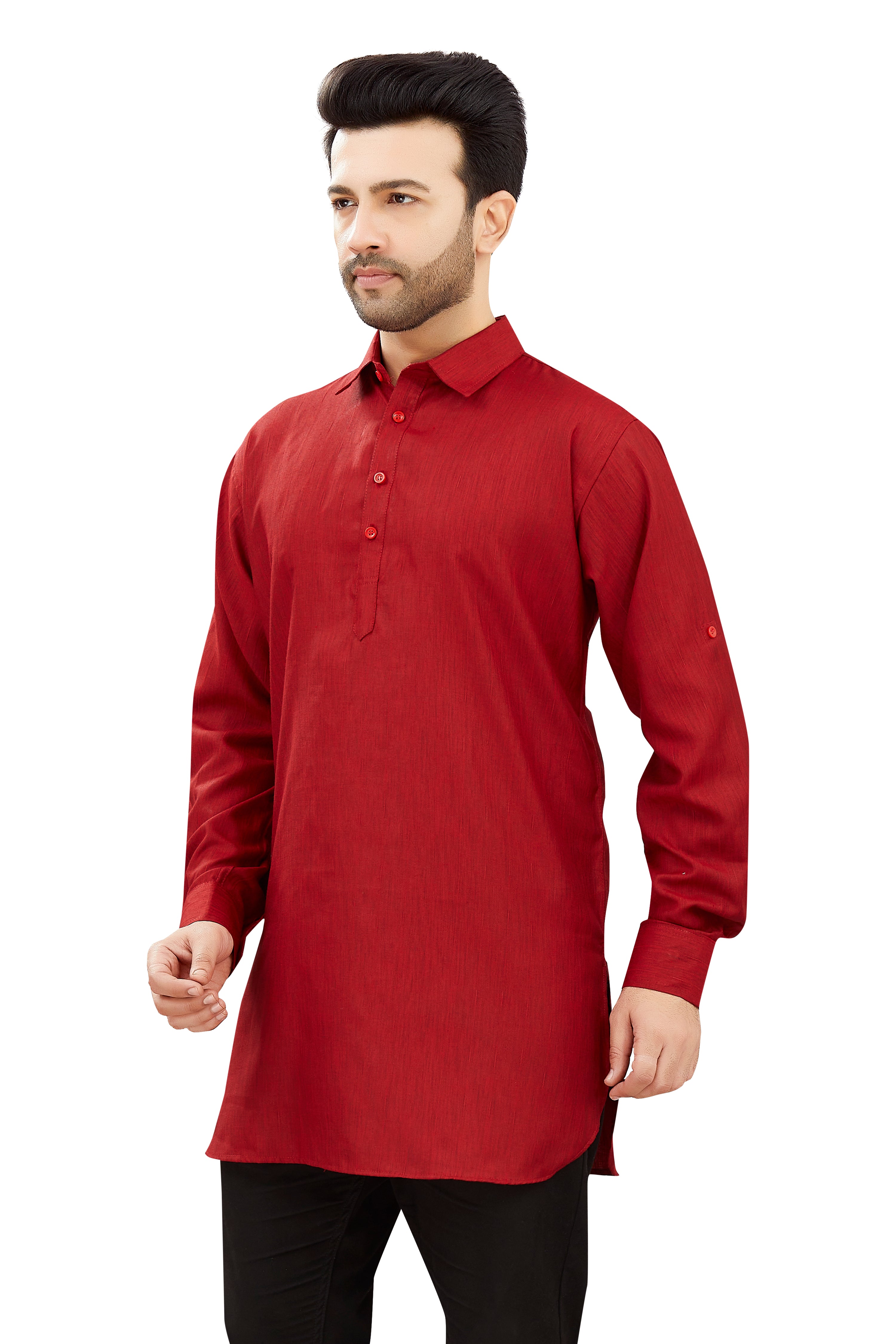 Mens Cotton Silk Plain Kurta - Roop Darshan