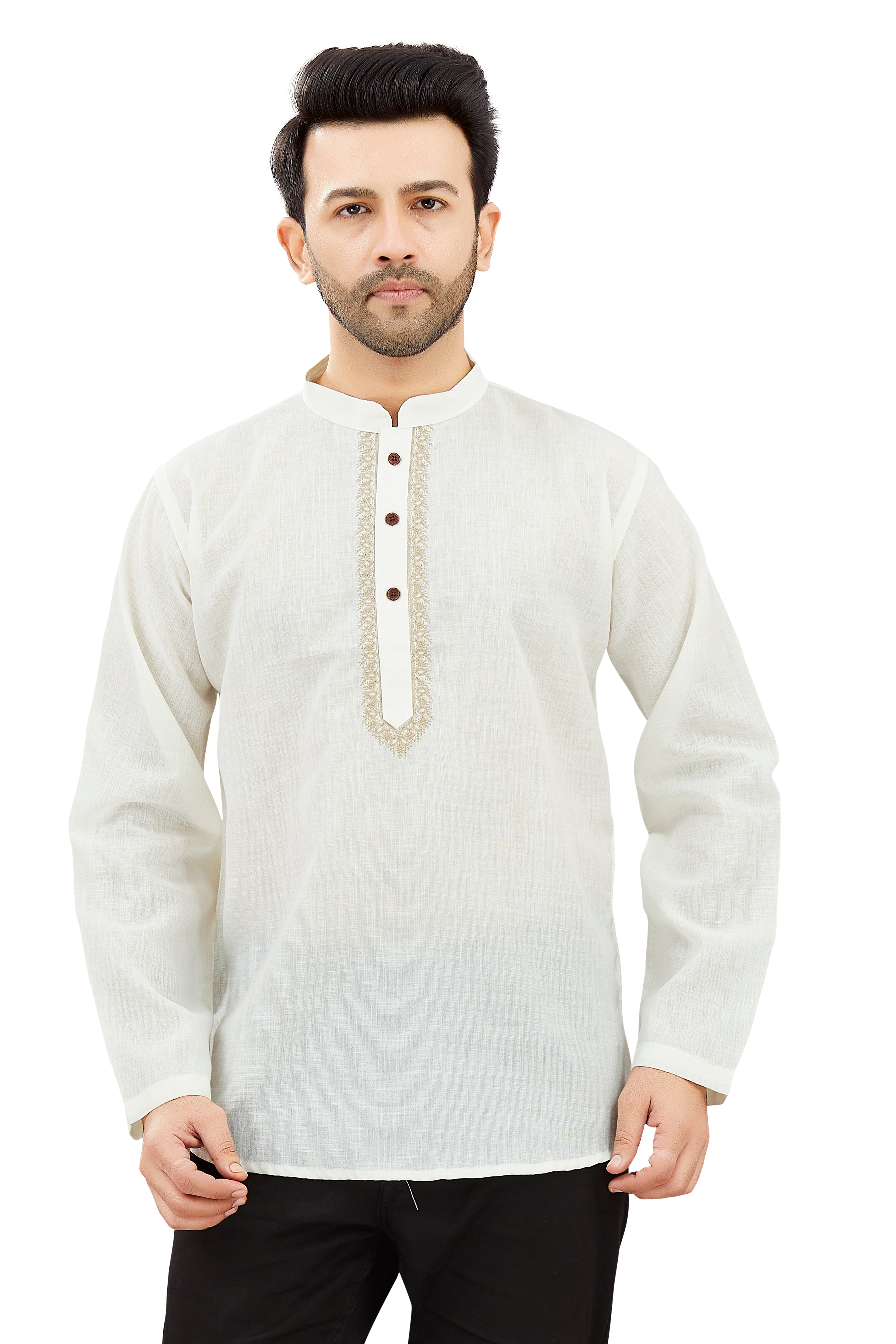 Mens Linen Resham Work Kurti - Roop Darshan