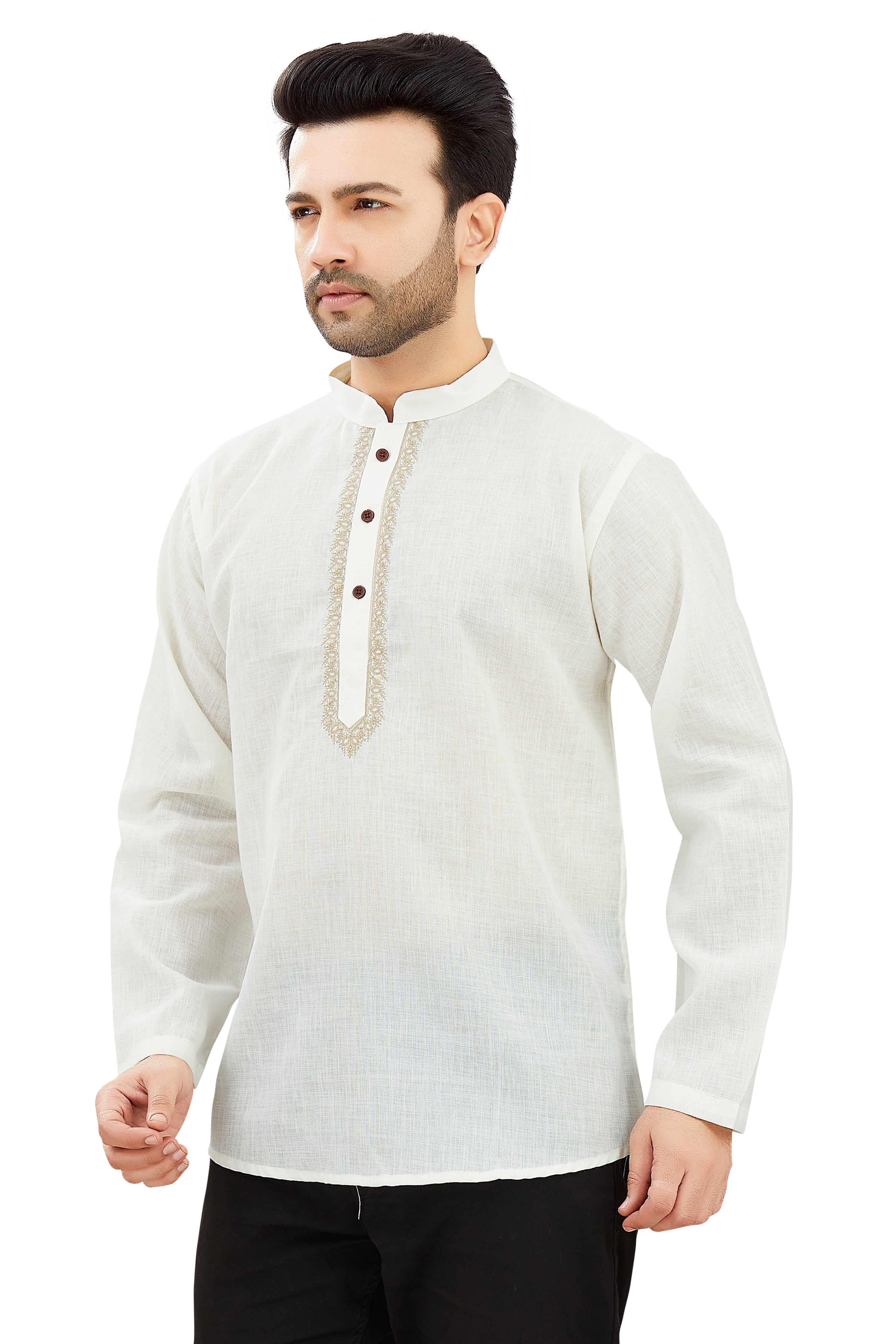 Mens Linen Resham Work Kurti - Roop Darshan