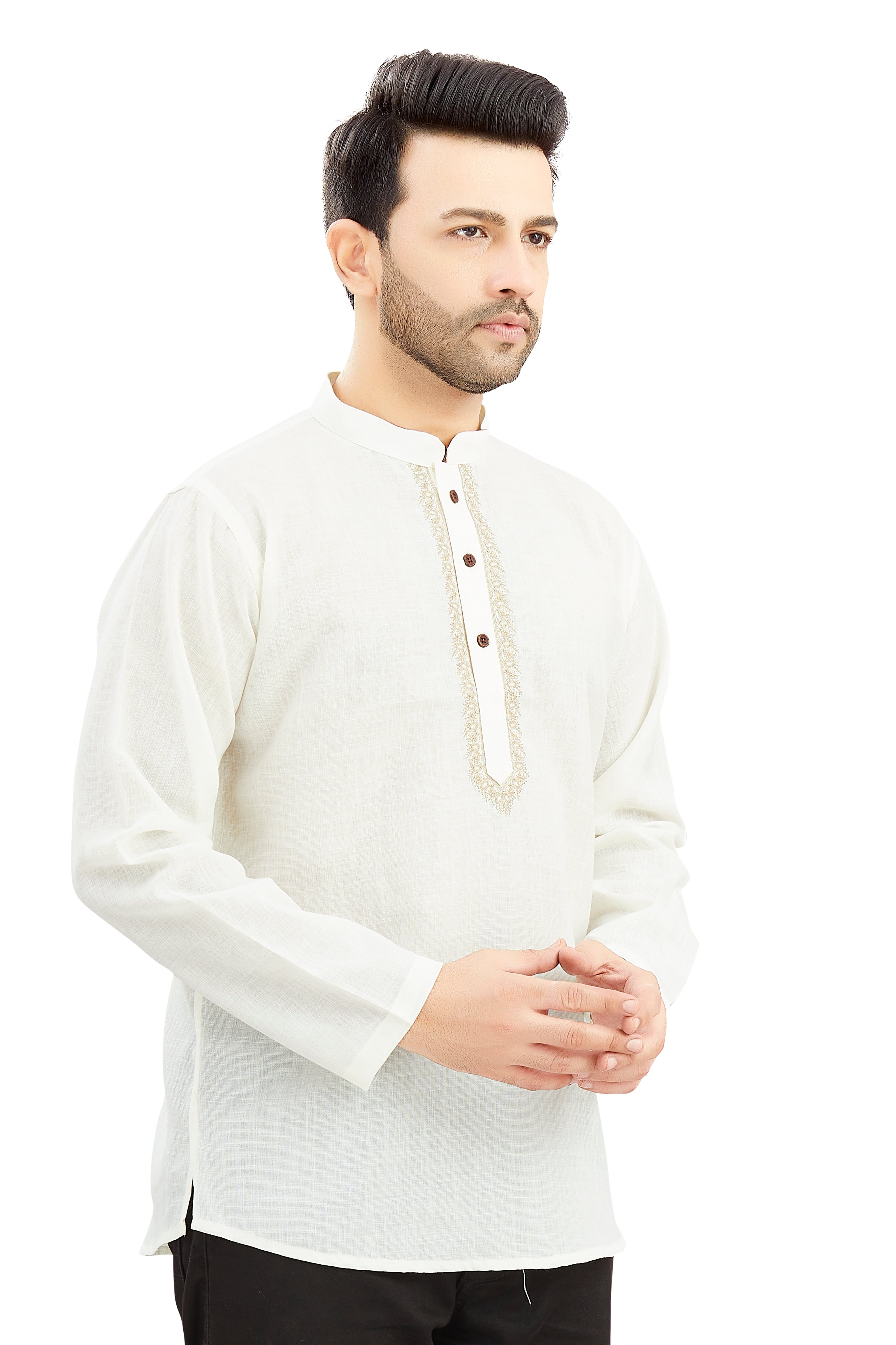 Mens Linen Resham Work Kurti - Roop Darshan