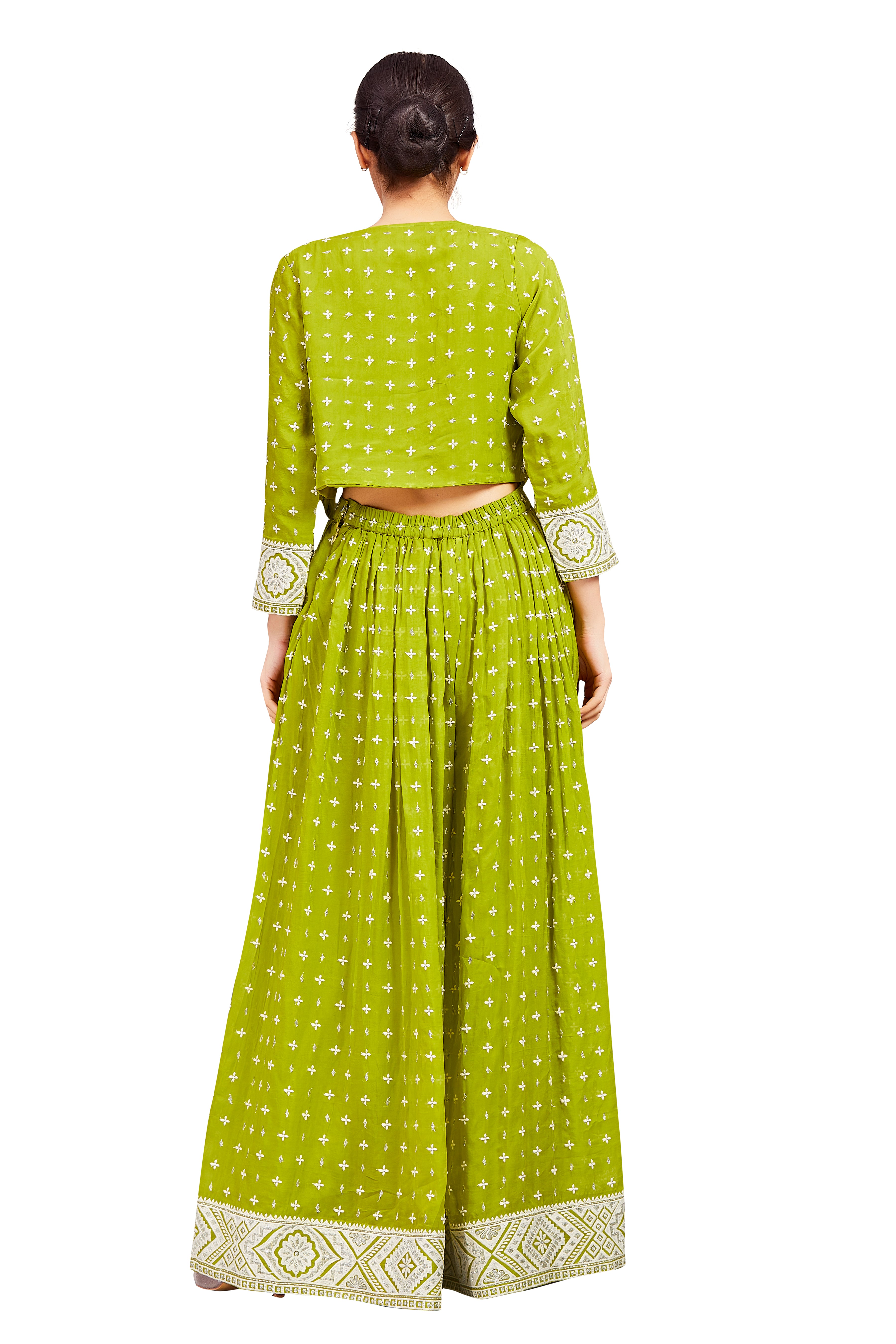 Nataliya Crop Top Palazzo Suit With Jacket - Roop Darshan