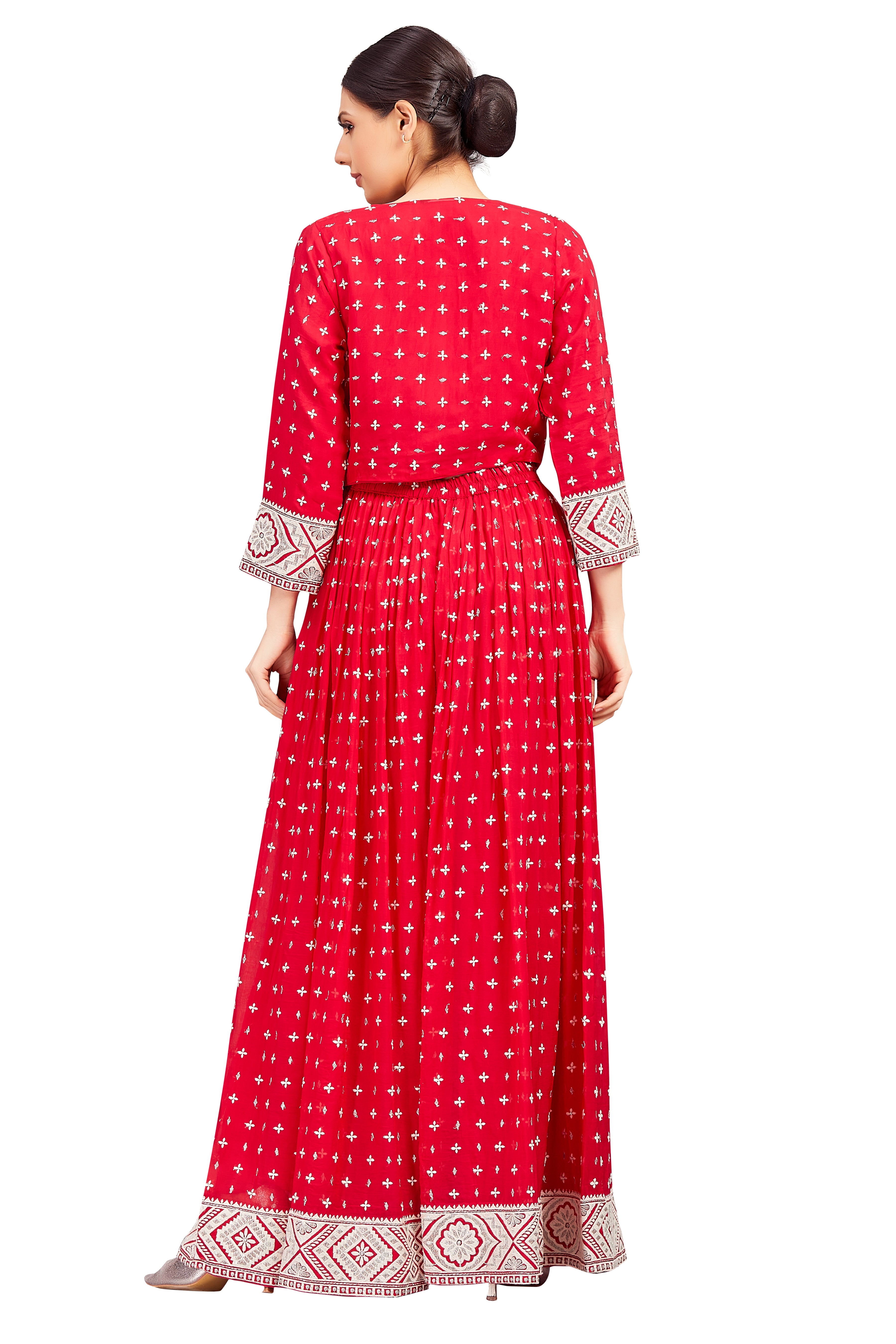 Nataliya Crop Top Palazzo Suit With Jacket - Roop Darshan