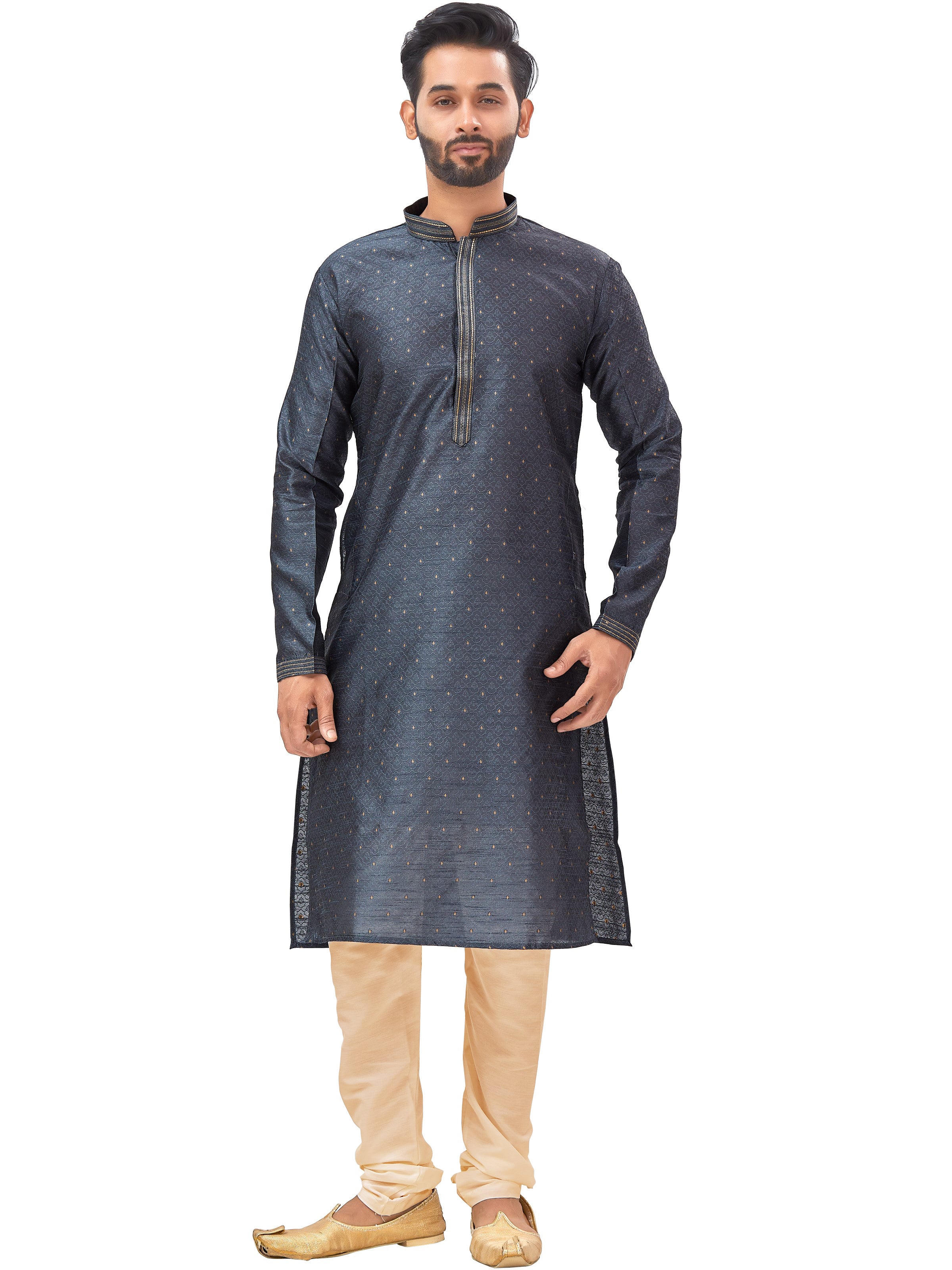 Mens Plain Silk Kurta Set - Roop Darshan