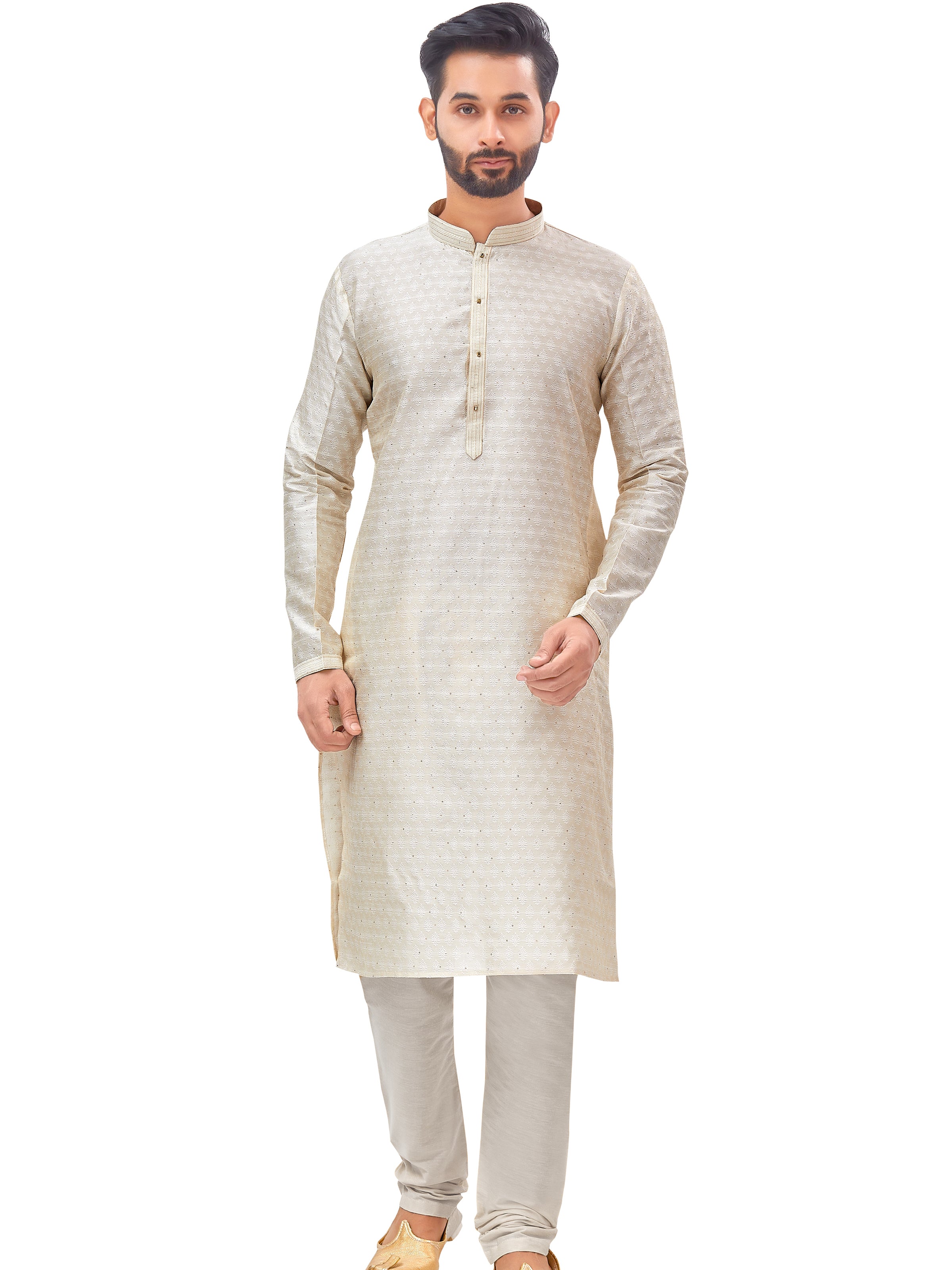 Mens Plain Silk Kurta Set - Roop Darshan