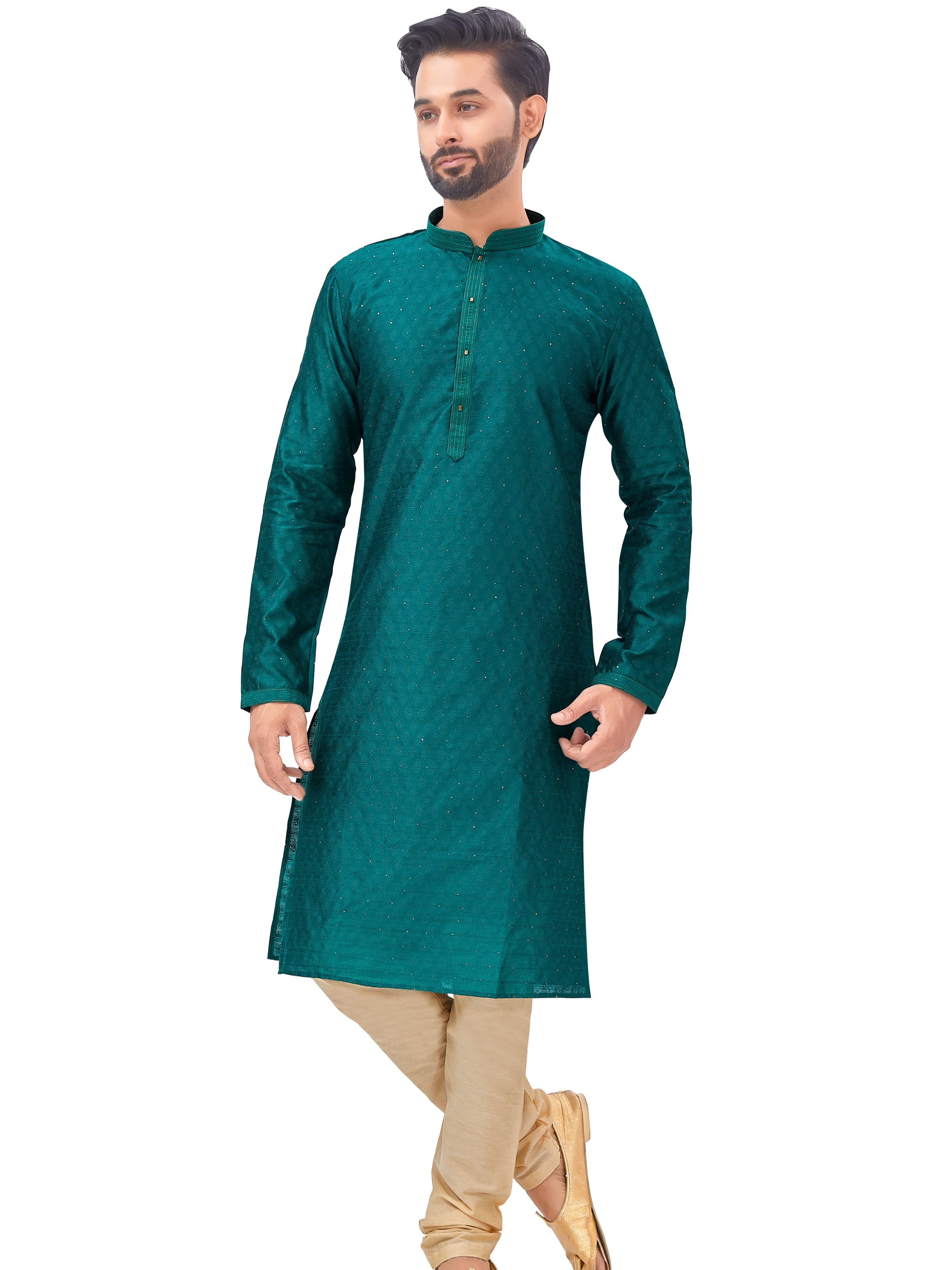 Mens Plain Silk Kurta Set - Roop Darshan