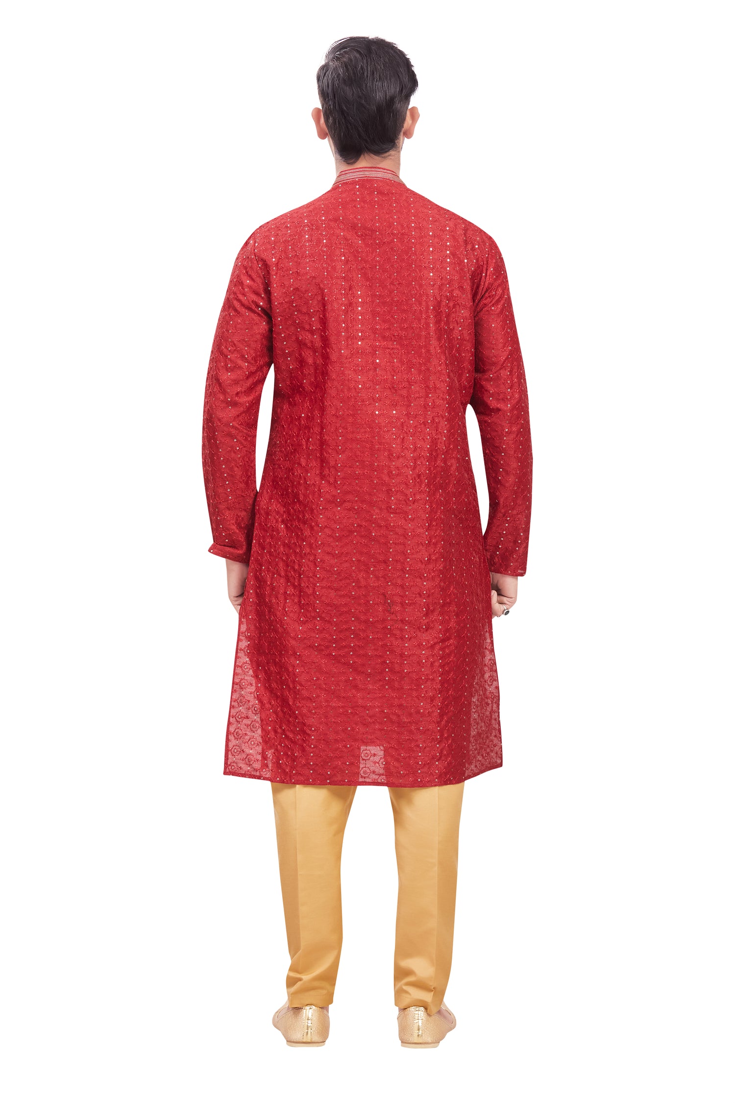 Mens Chickan-Kari Work Kurta Set - Roop Darshan