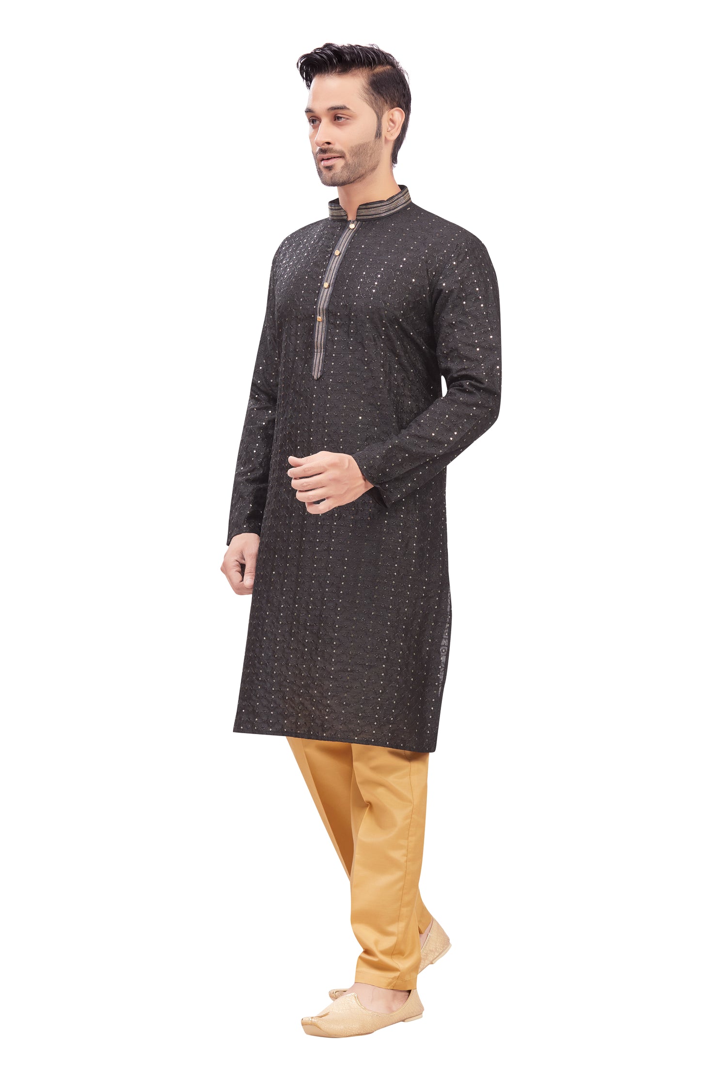 Mens Chickan-Kari Work Kurta Set - Roop Darshan