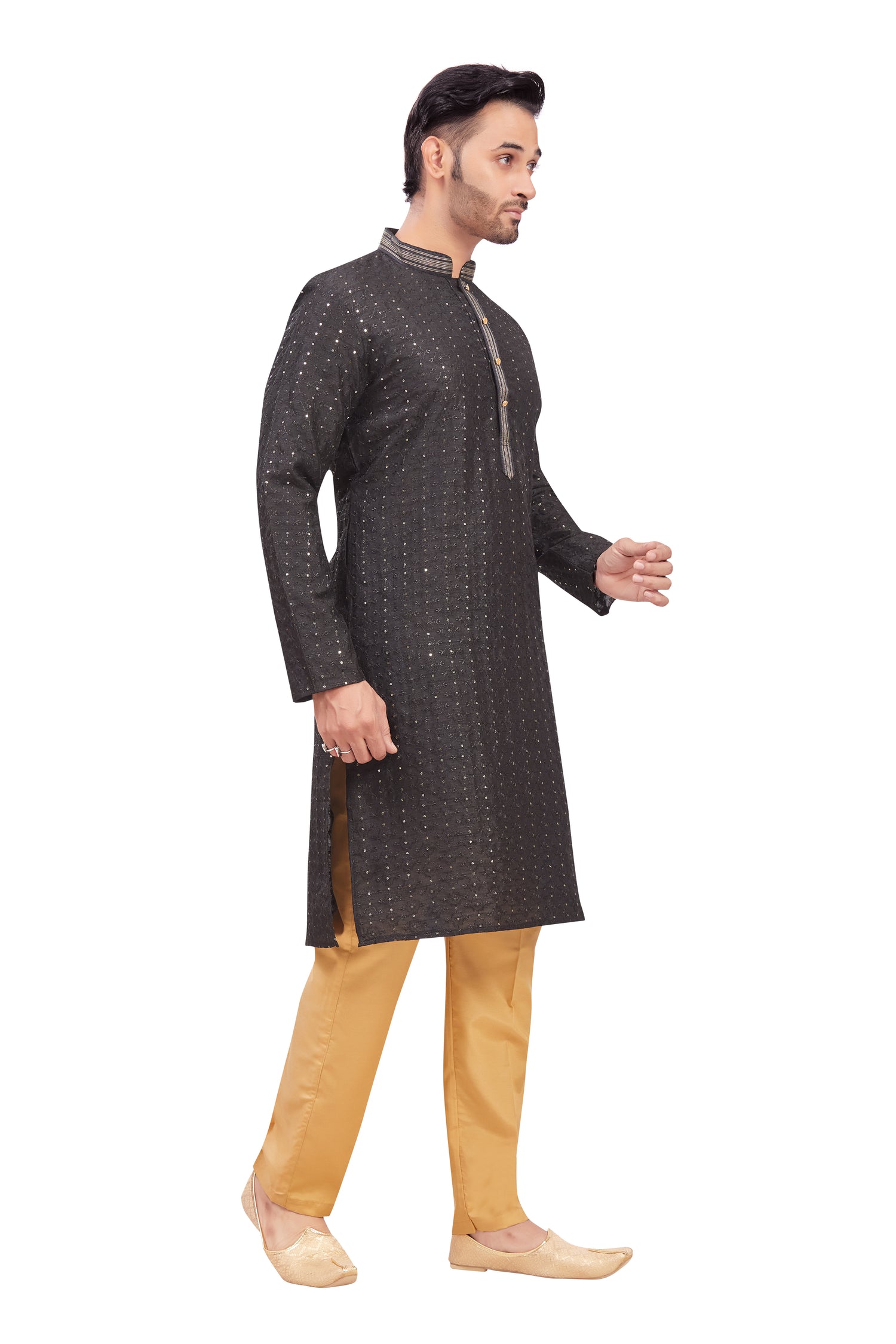 Mens Chickan-Kari Work Kurta Set - Roop Darshan