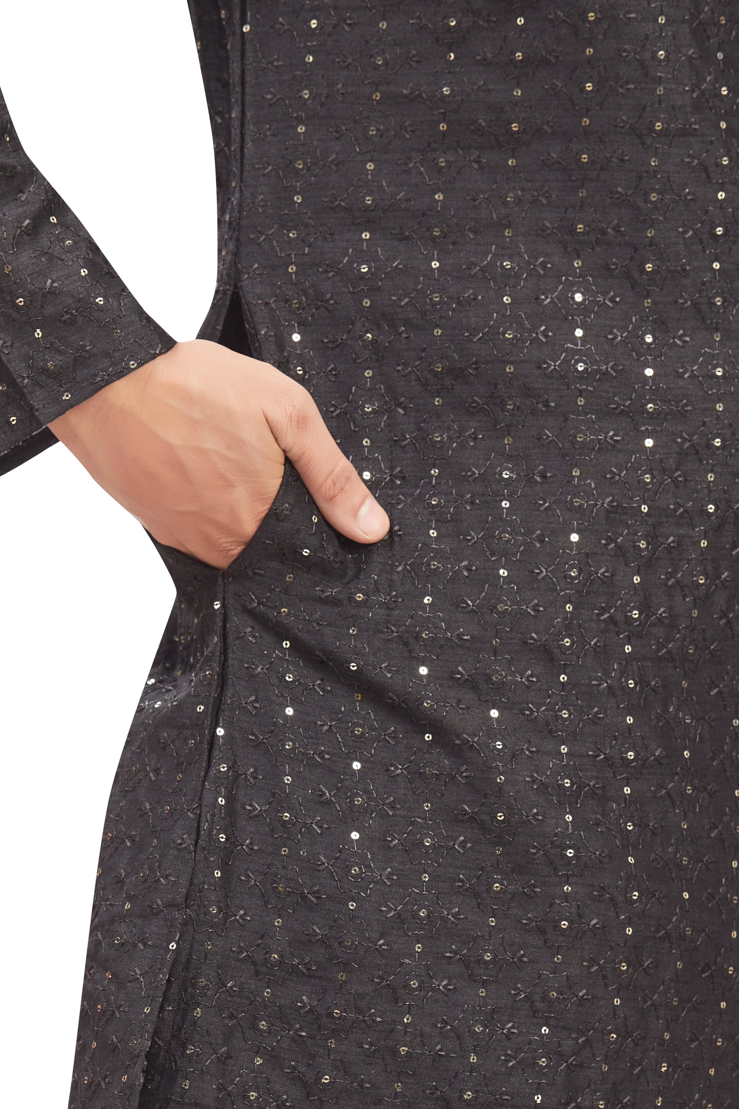 Mens Chickan-Kari Work Kurta Set - Roop Darshan