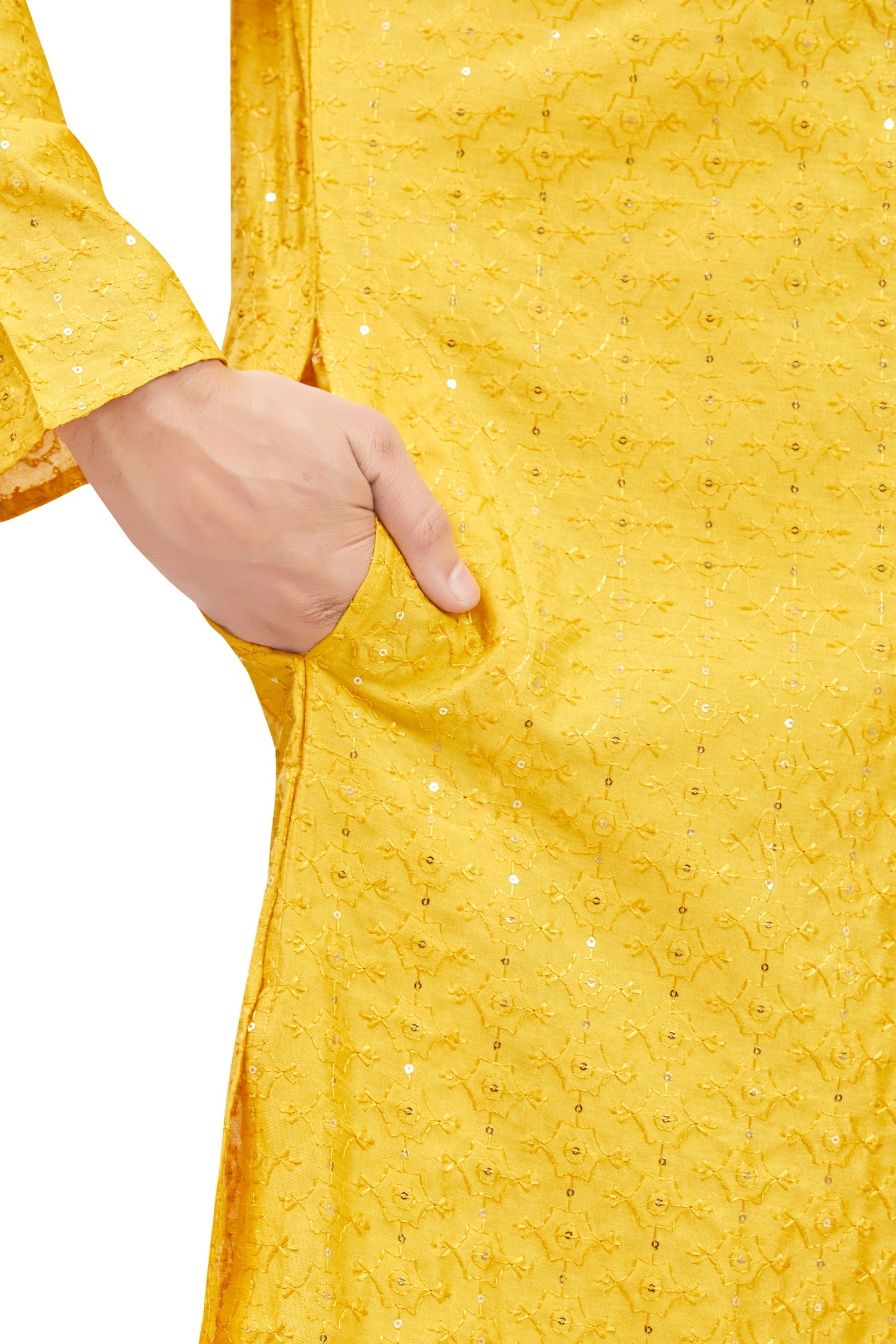 Mens Chickan-Kari Work Kurta Set - Roop Darshan