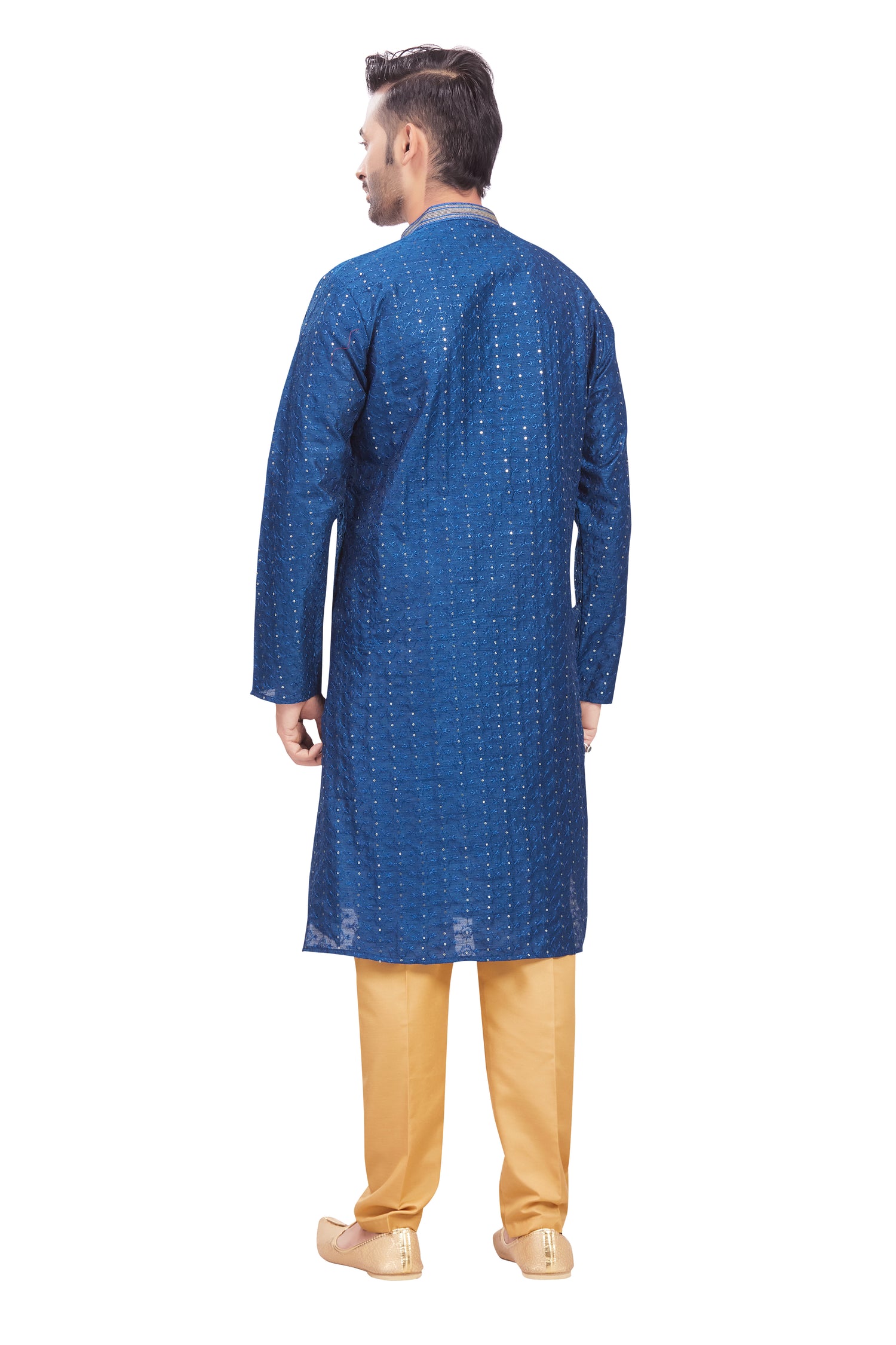 Mens Chickan-Kari Work Kurta Set - Roop Darshan