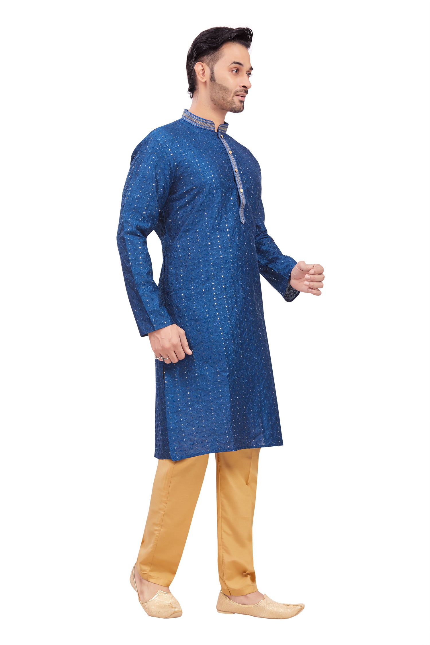Mens Chickan-Kari Work Kurta Set - Roop Darshan