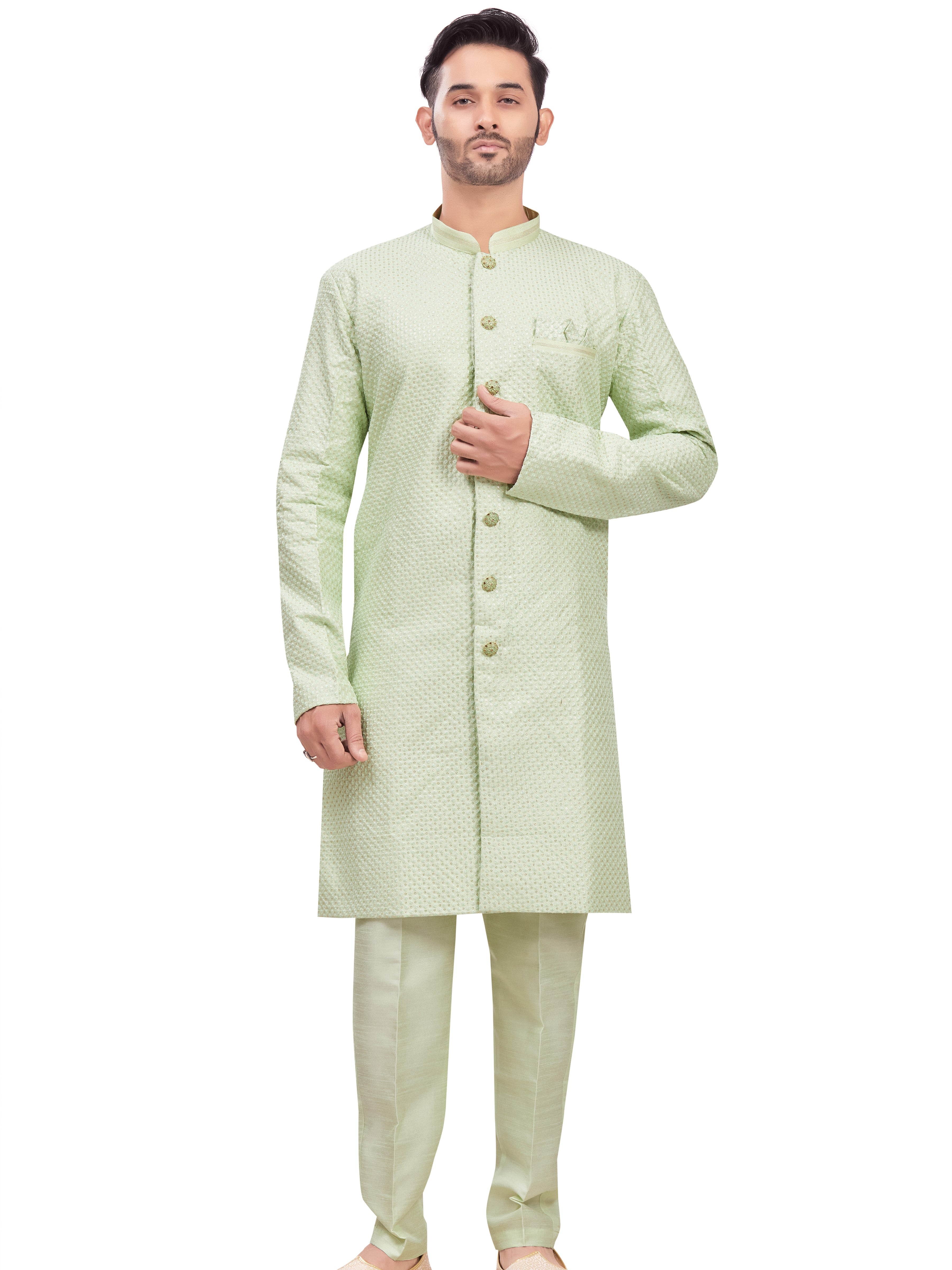 Mens Tiki Resham Embroidered Work Kurta Set - Roop Darshan