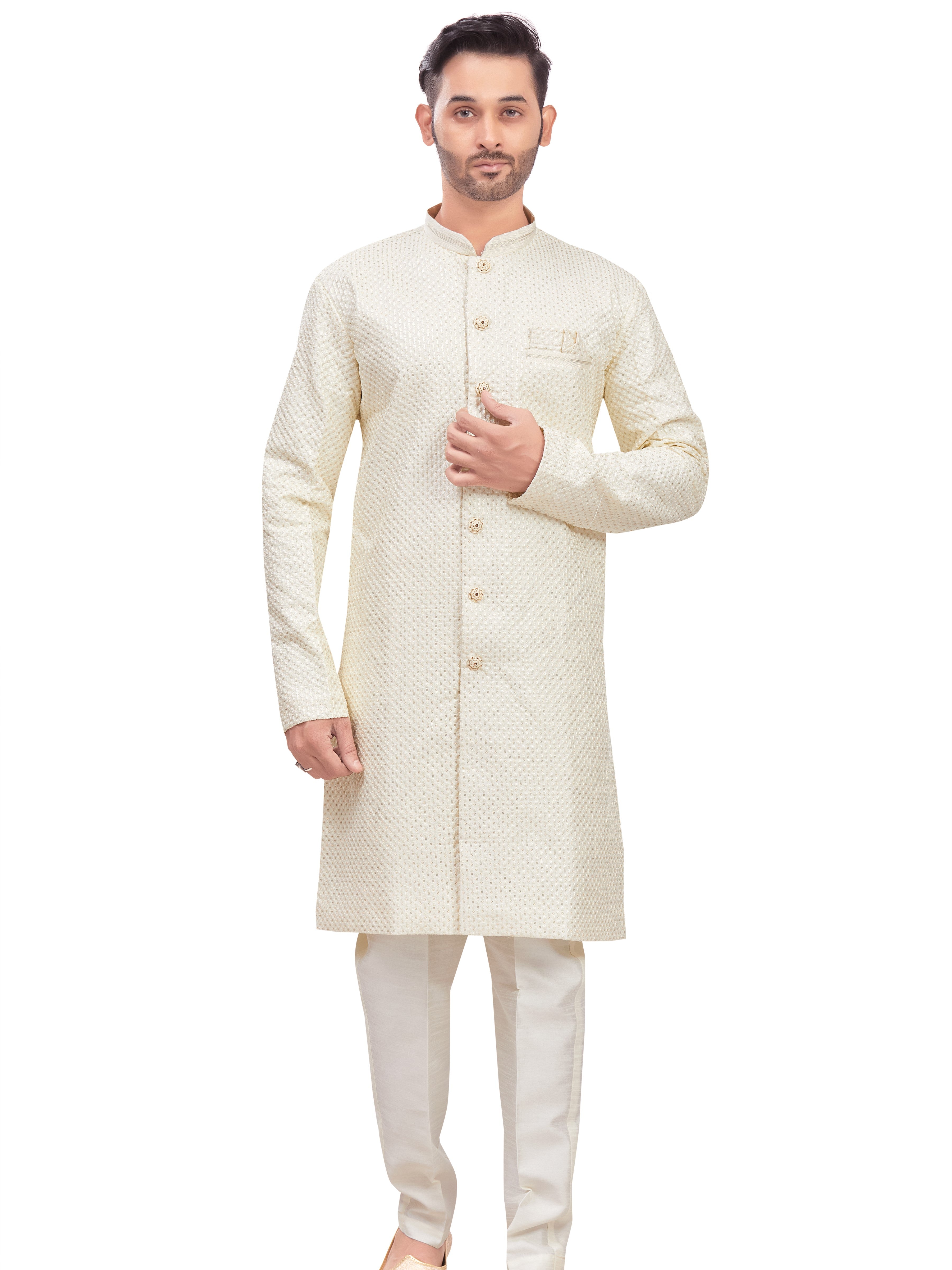 Mens Tiki Resham Embroidered Work Kurta Set - Roop Darshan
