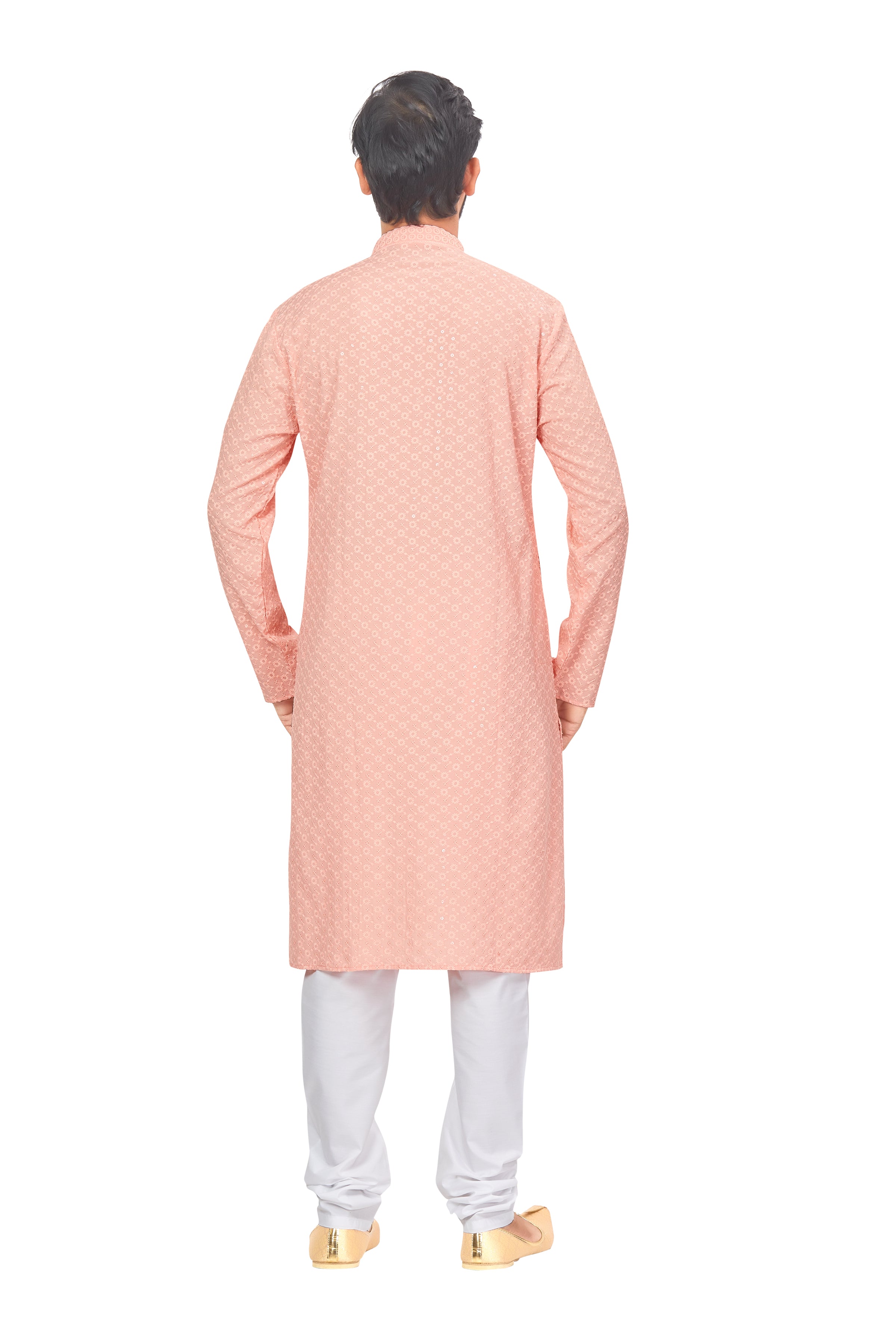 Mens Resham Chickan-Kari Work Kurta Set - Roop Darshan