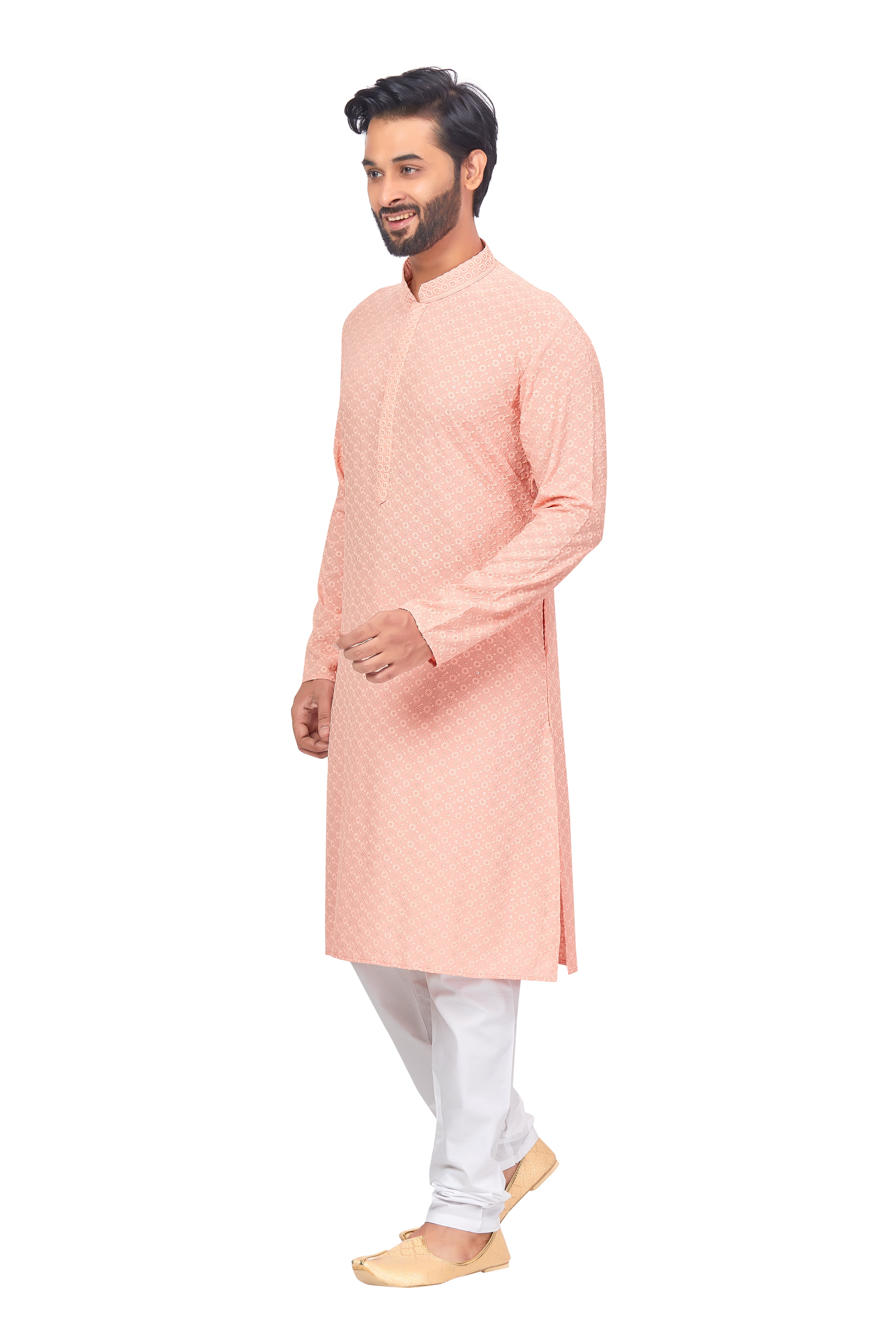 Mens Resham Chickan-Kari Work Kurta Set - Roop Darshan