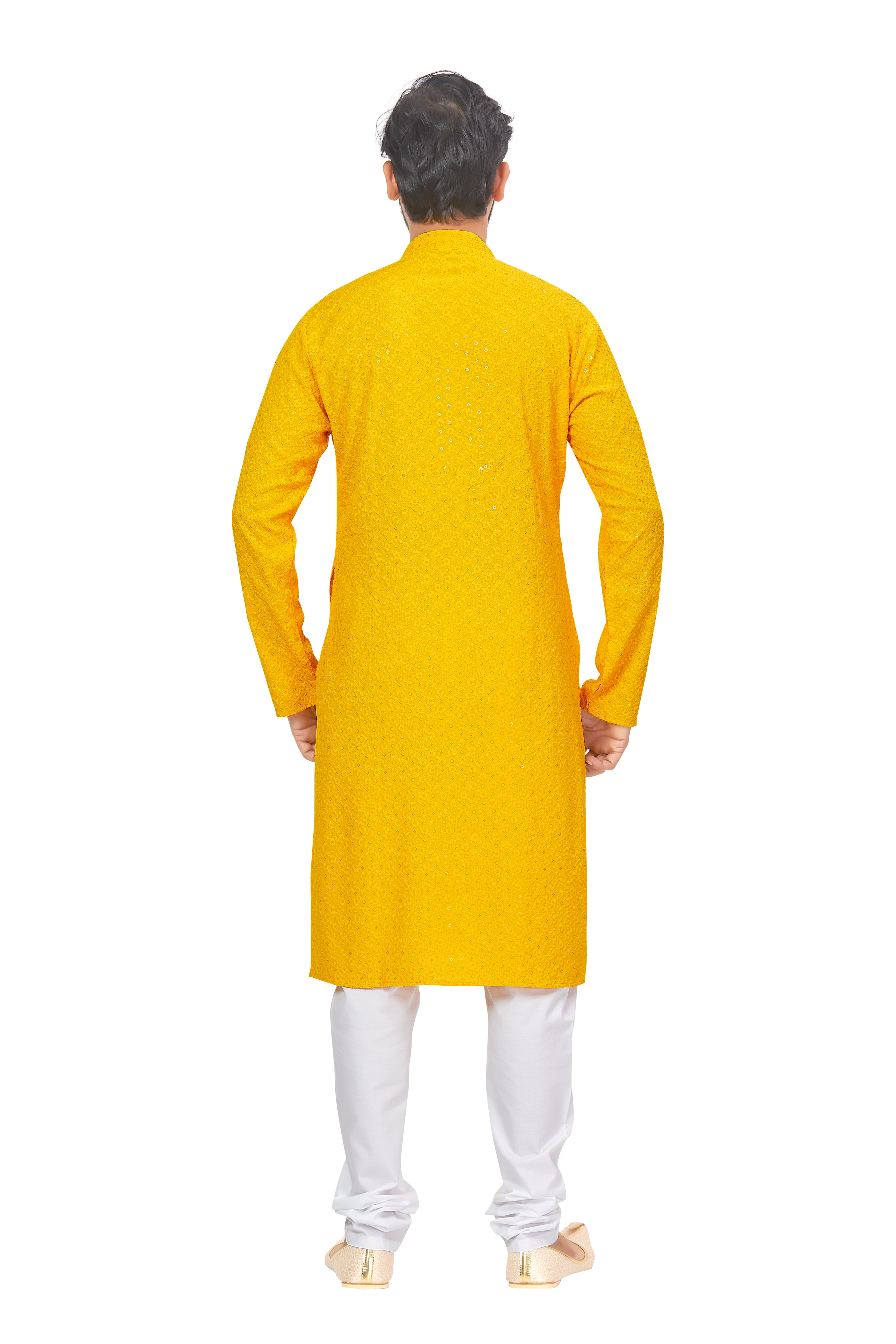 Mens Resham Chickan-Kari Work Kurta Set - Roop Darshan