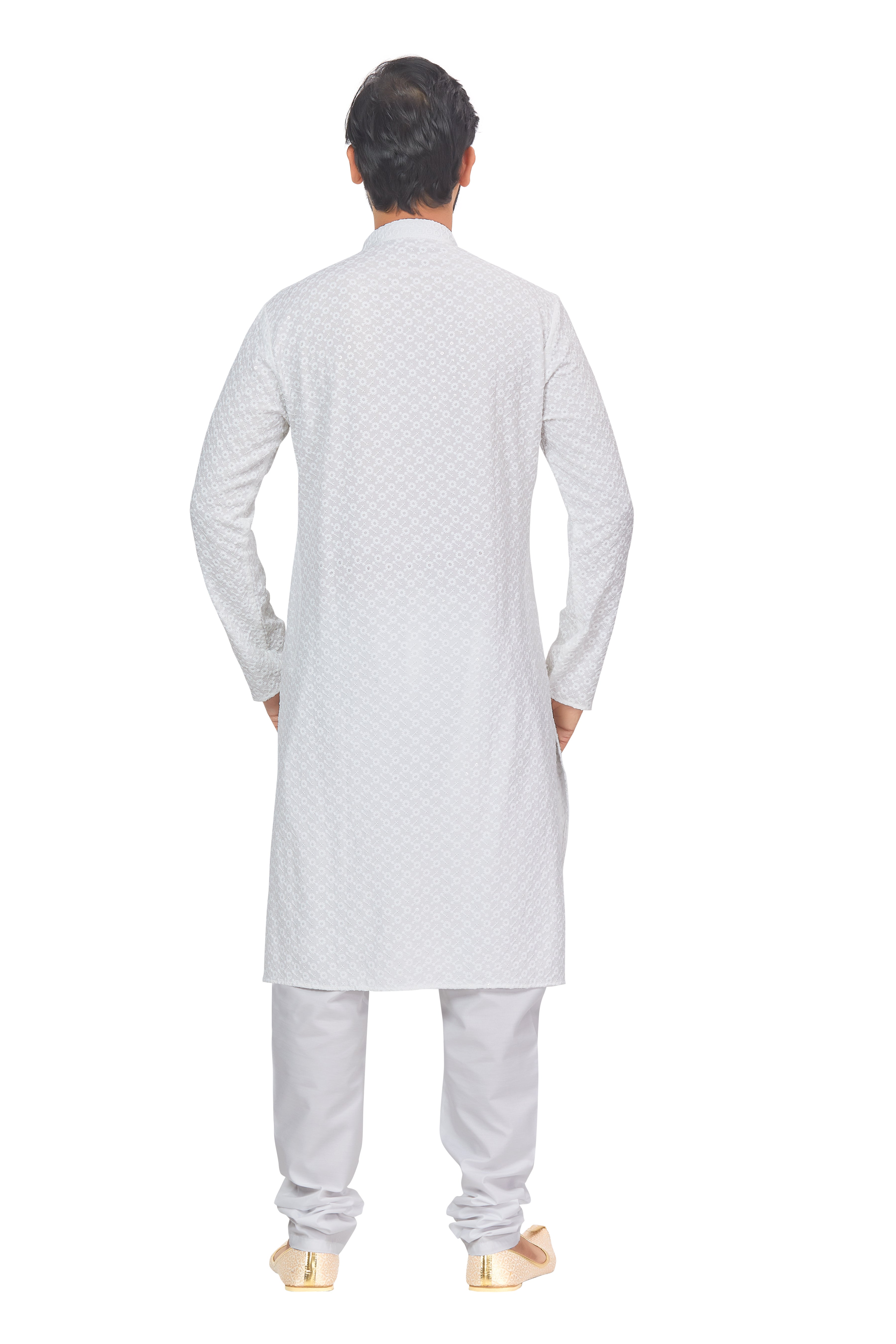 Mens Resham Chickan-Kari Work Kurta Set - Roop Darshan