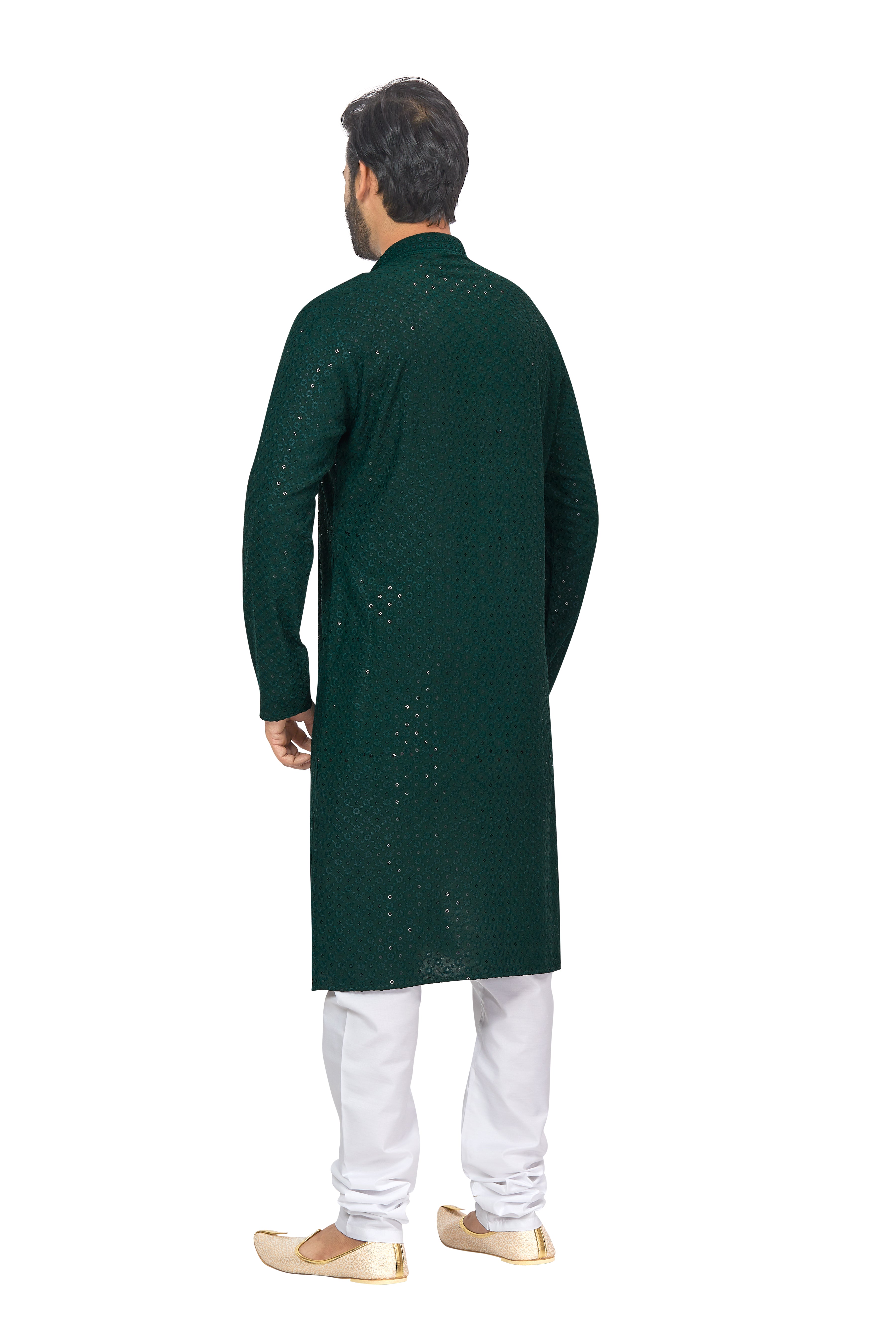 Mens Resham Chickan-Kari Work Kurta Set - Roop Darshan