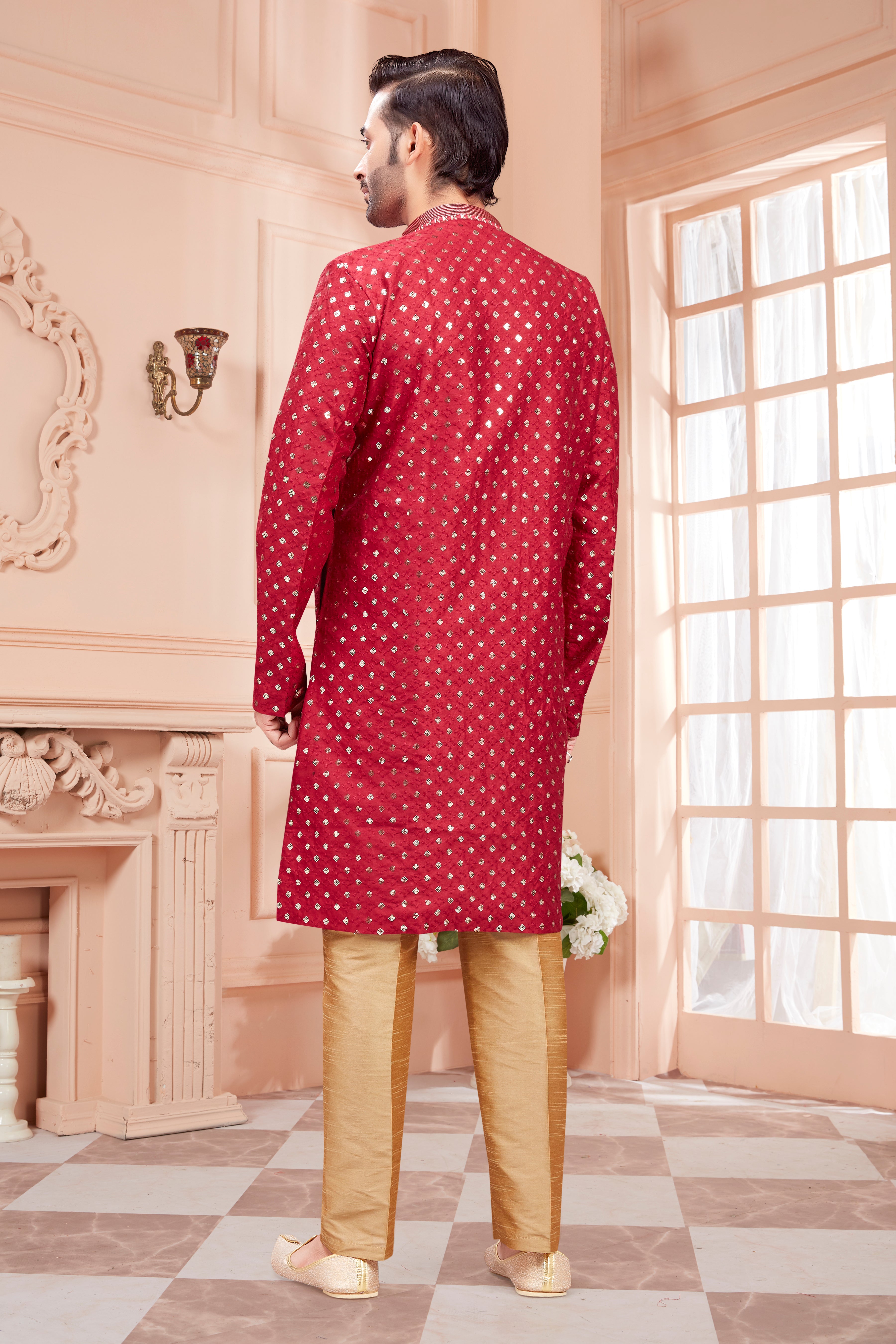 Mens Sequin Embroidered Kurta Set - Roop Darshan