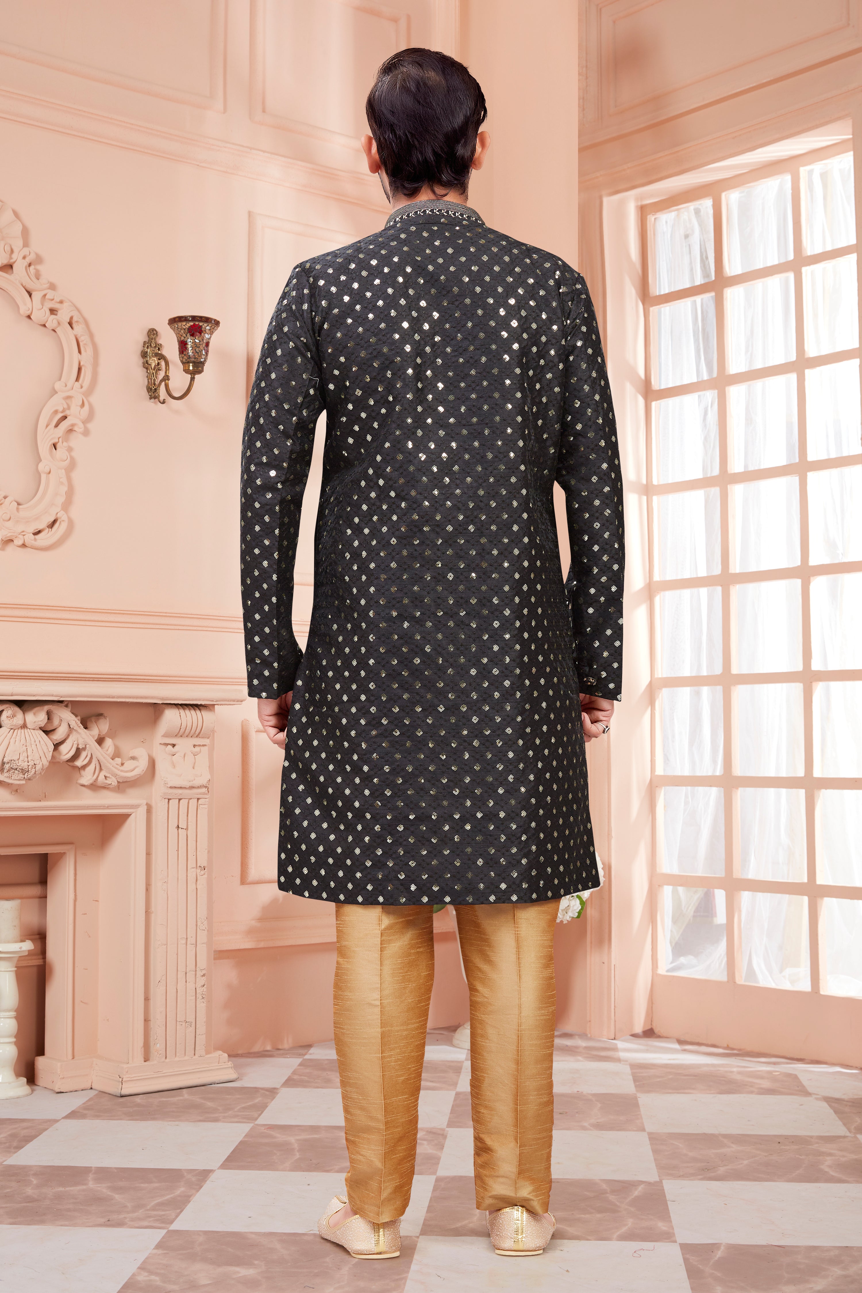 Mens Sequin Embroidered Kurta Set - Roop Darshan